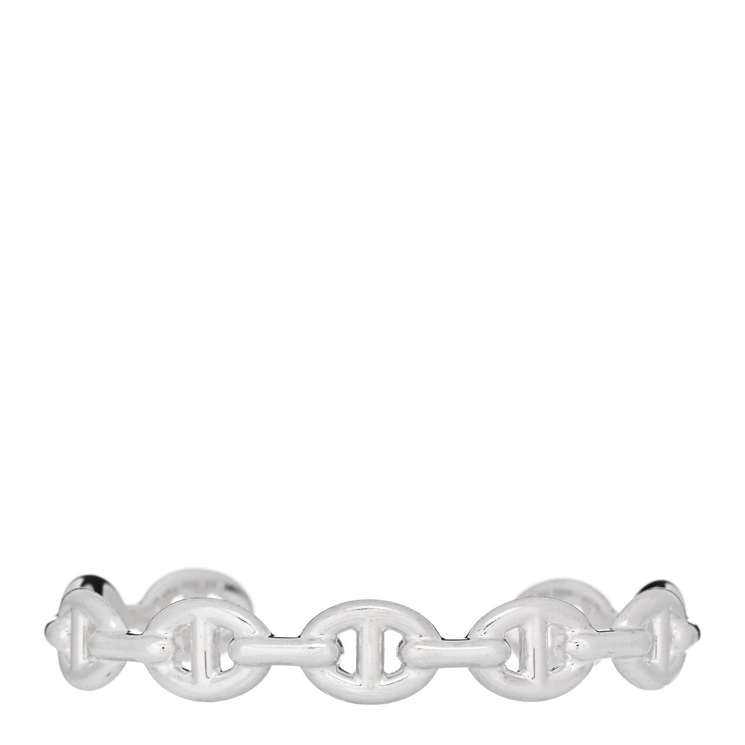 Hermes Sterling Silver MM Chaine d'Ancre Enchainee Cuff Bracelet SH