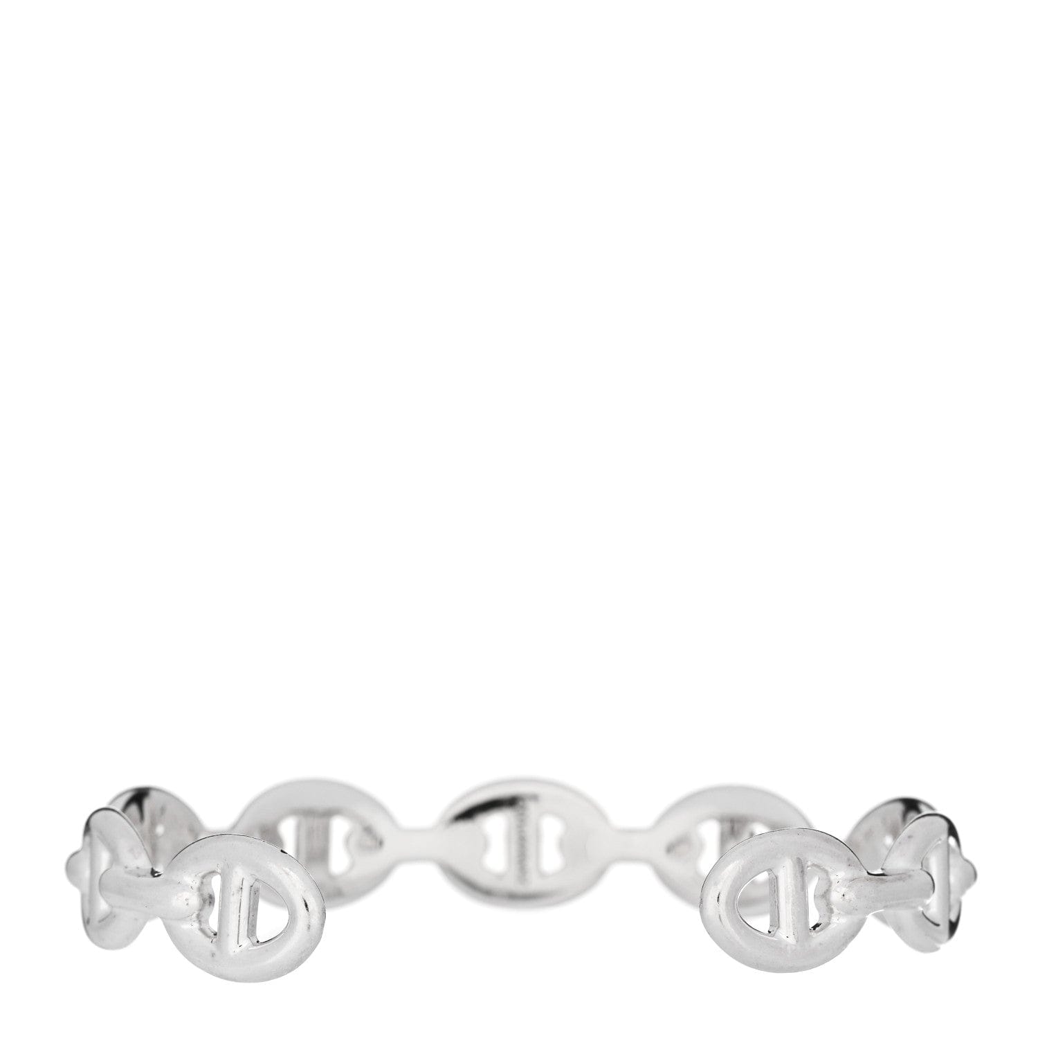 Hermes Sterling Silver MM Chaine d'Ancre Enchainee Cuff Bracelet SH
