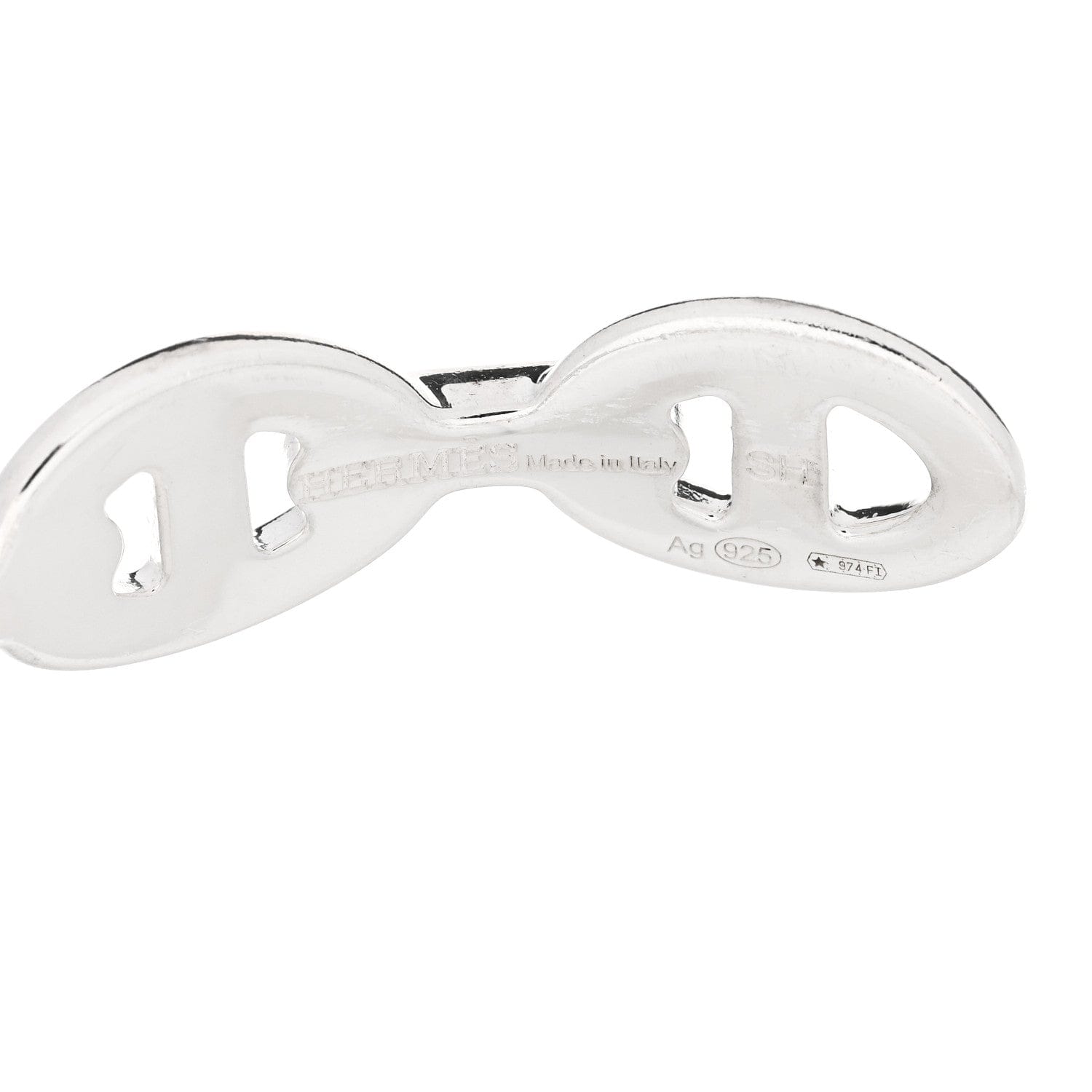 Hermes Sterling Silver MM Chaine d'Ancre Enchainee Cuff Bracelet SH