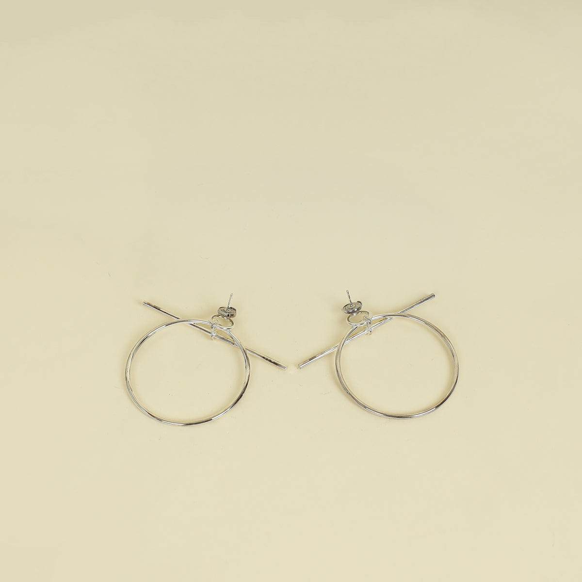 Hermes Sterling Silver Loop Earrings, Medium Model