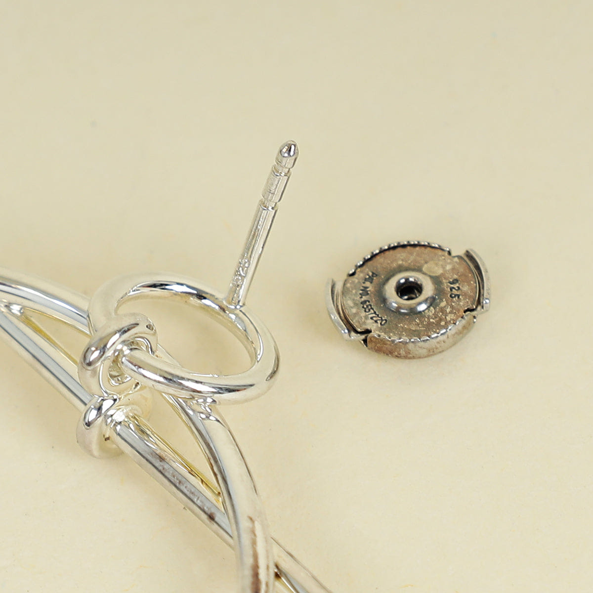 Hermes Sterling Silver Loop Earrings, Medium Model
