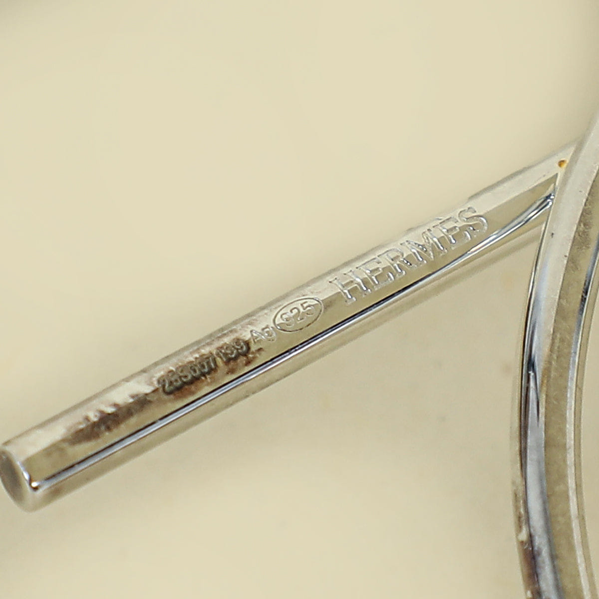 Hermes Sterling Silver Loop Earrings, Medium Model