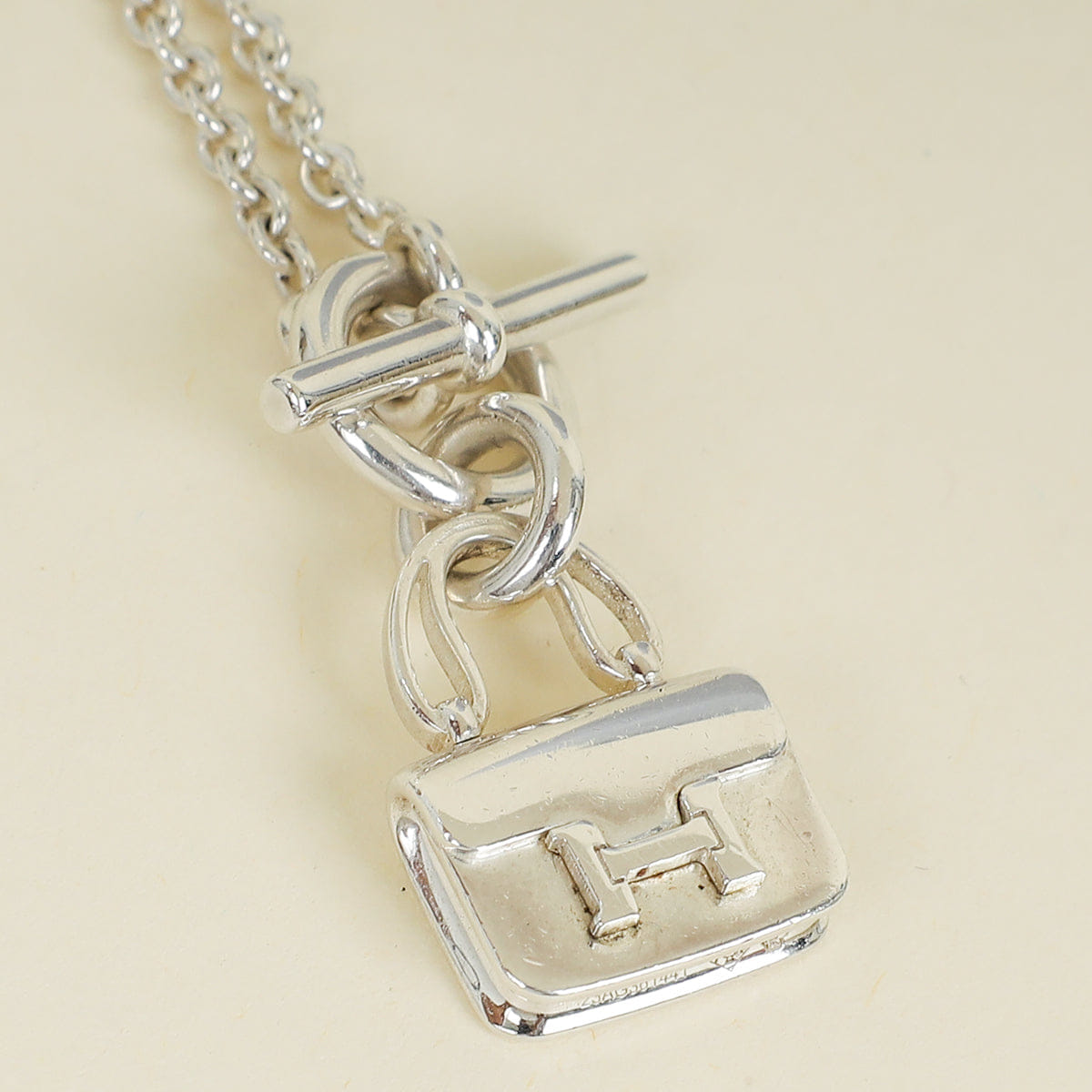 Hermes Sterling Silver Amulettes Constance Necklace