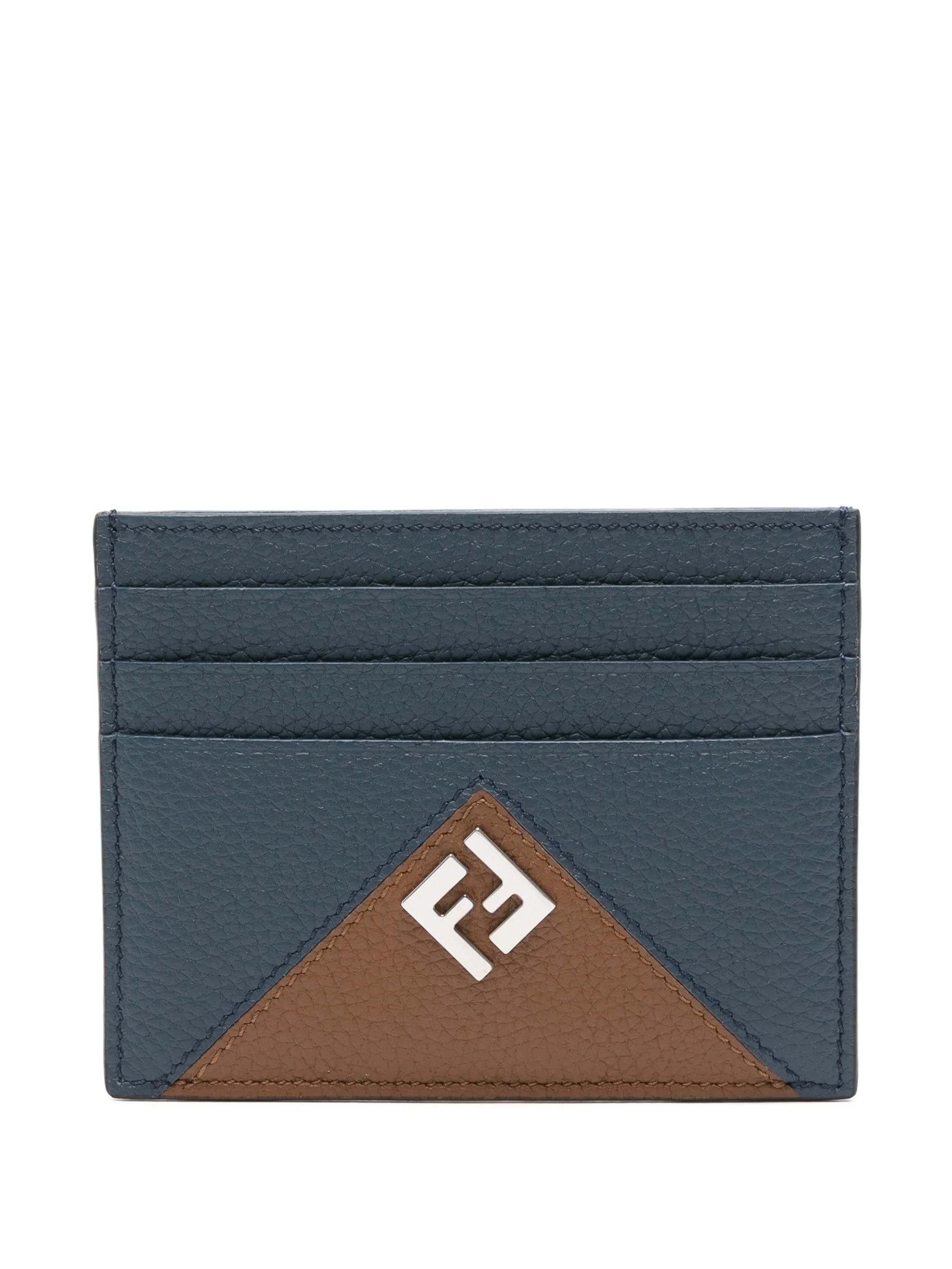 Fendi logo - plaque pebbled - leather cardholder