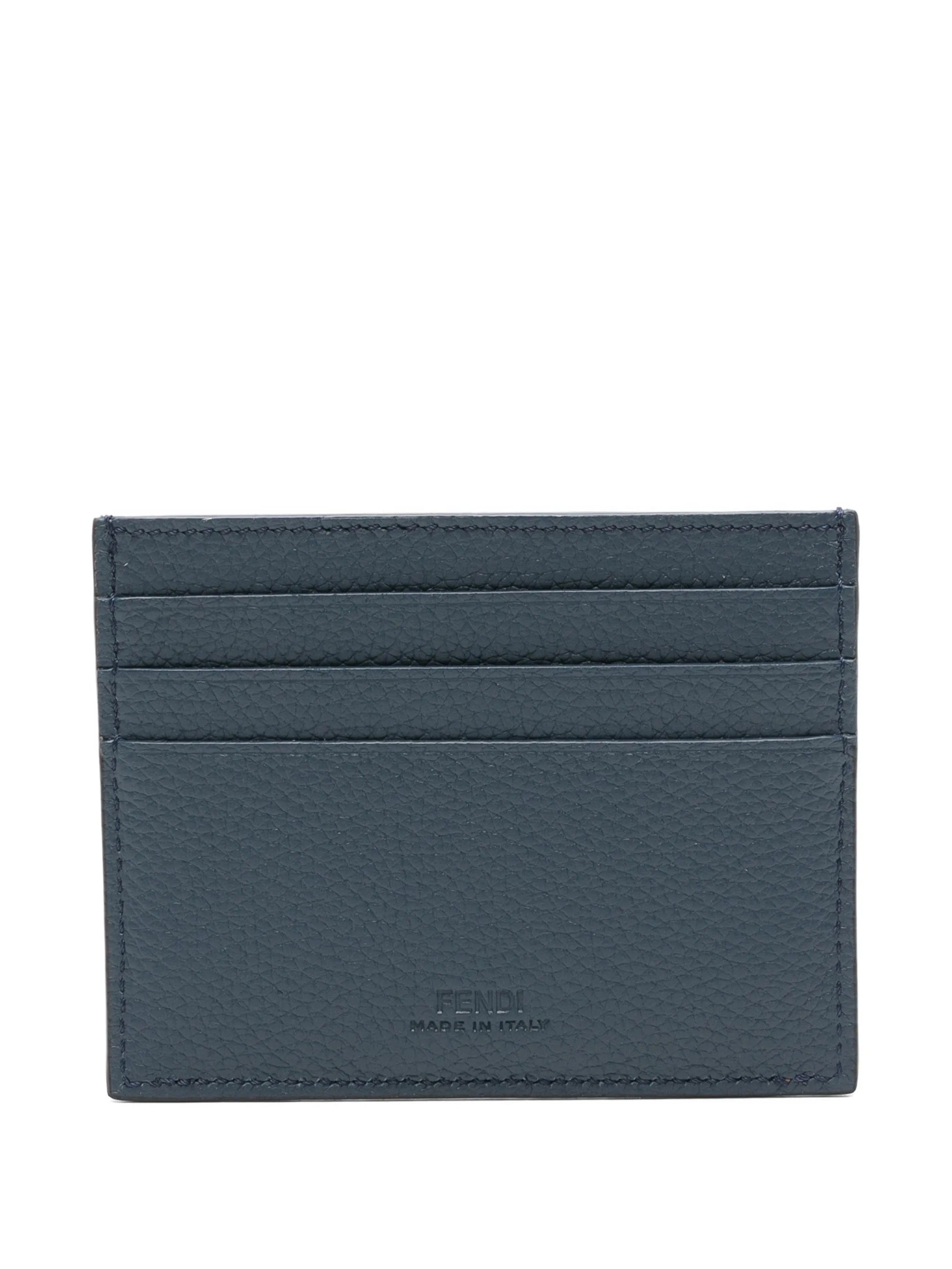 Fendi logo - plaque pebbled - leather cardholder