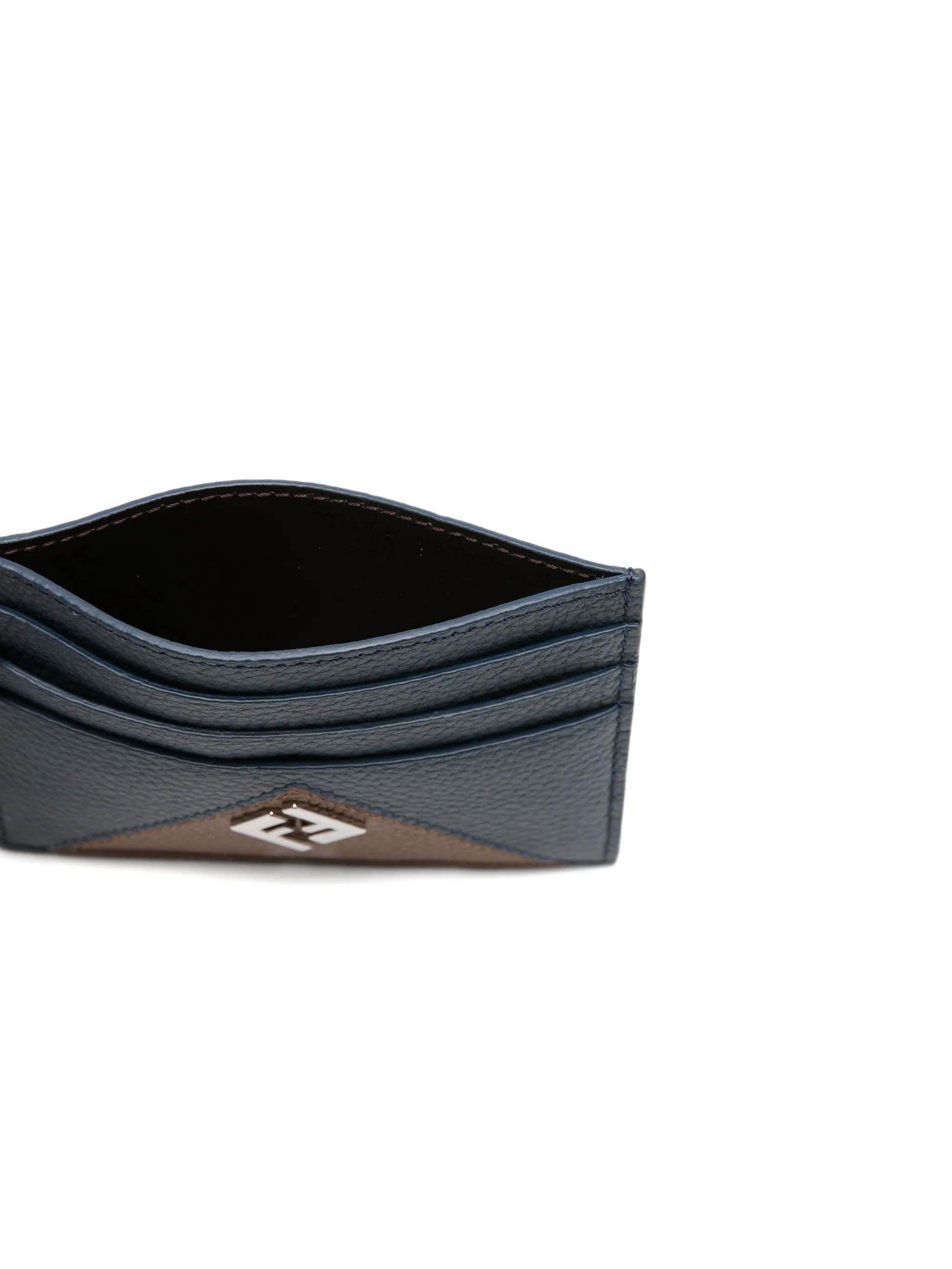 Fendi logo - plaque pebbled - leather cardholder