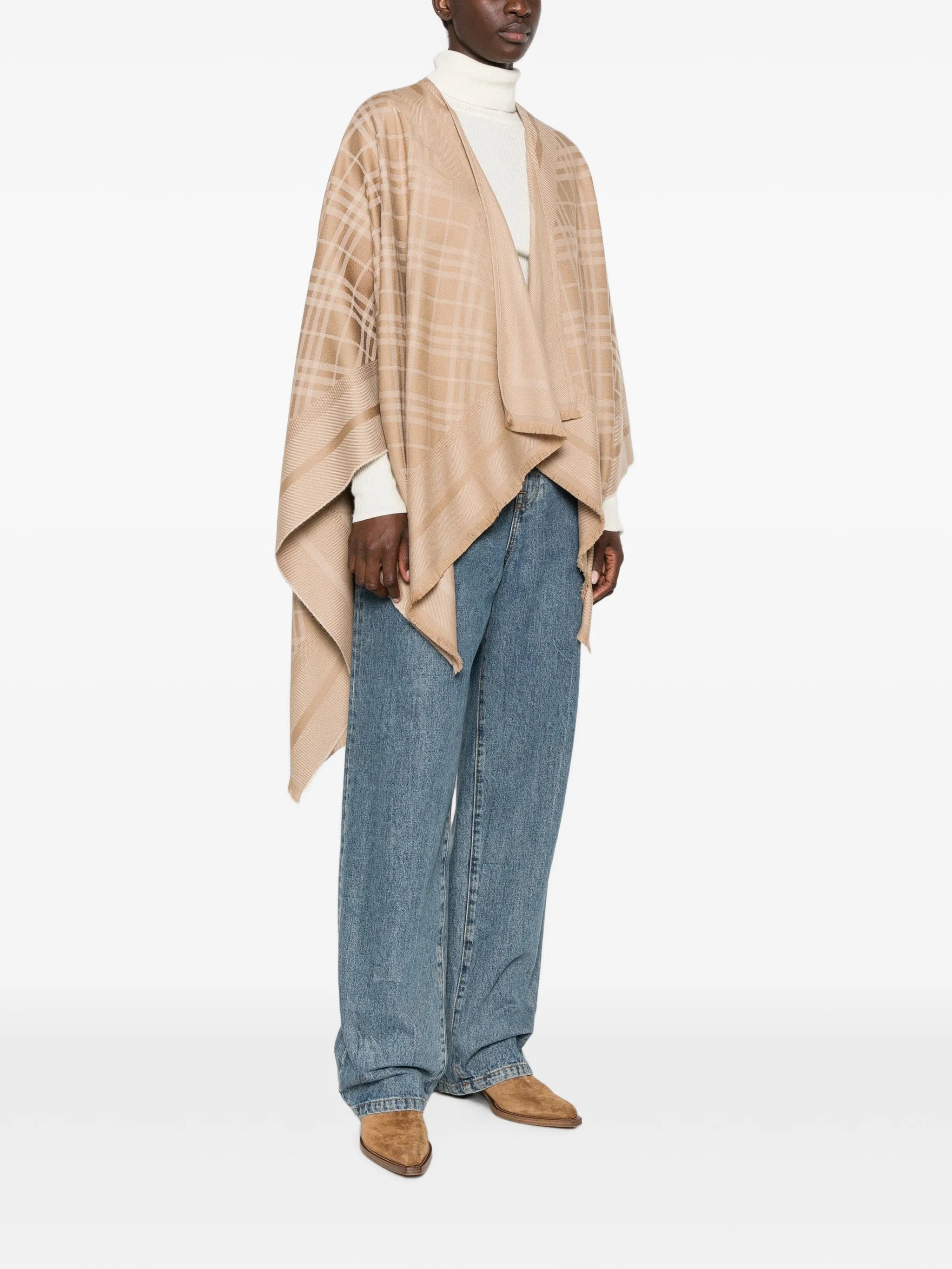 Burberry Check wool cashmere cape