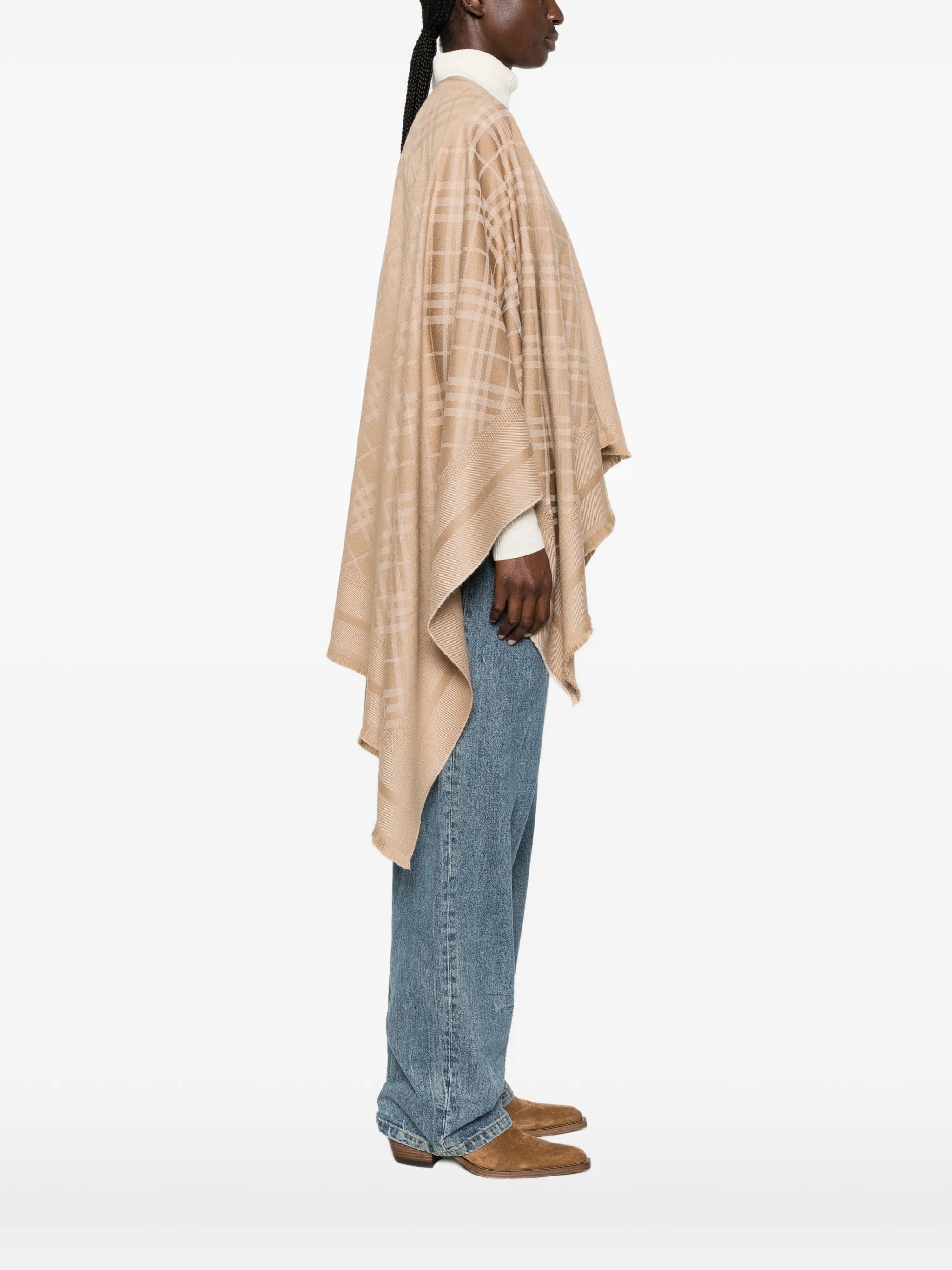 Burberry Check wool cashmere cape