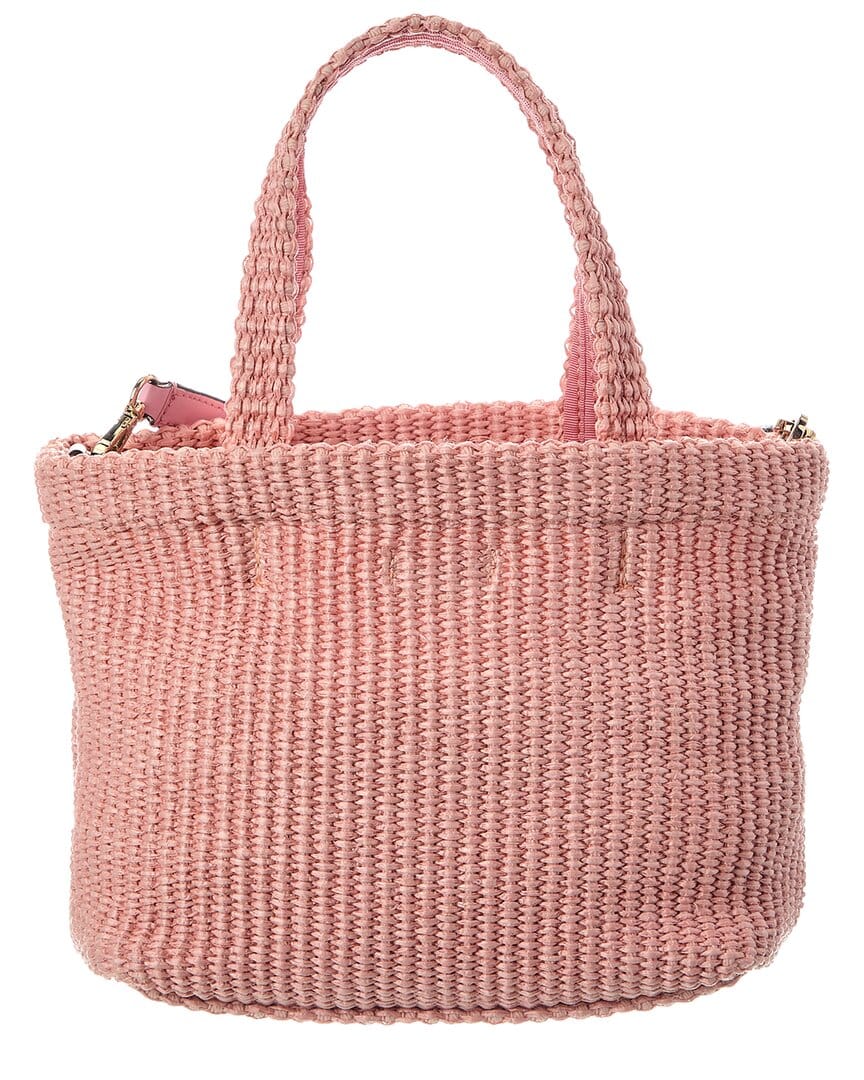 Jimmy Choo Small E/W Raffia & Leather Tote