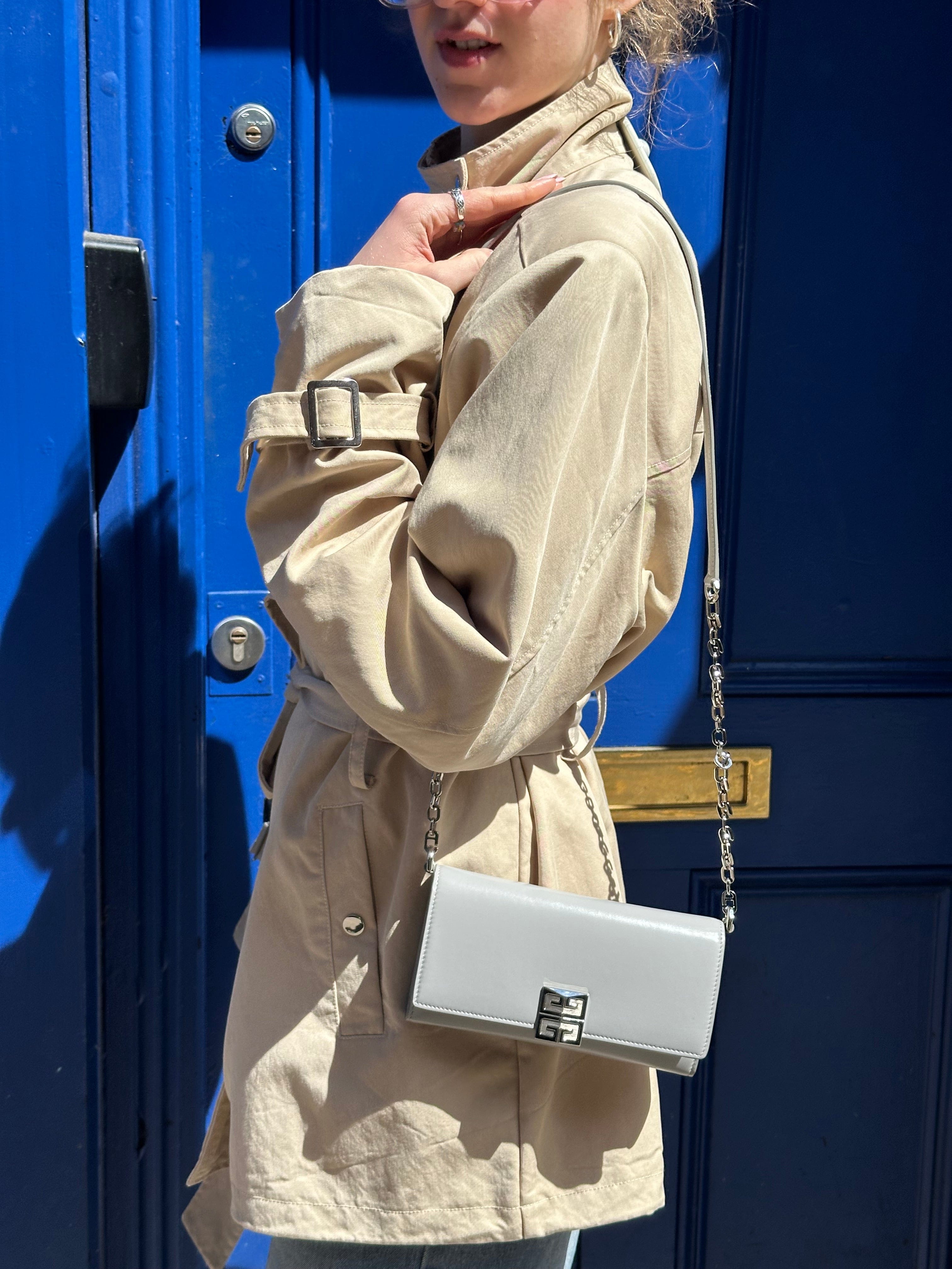 Givenchy Cloud Grey Smooth Leather Wallet on Chain