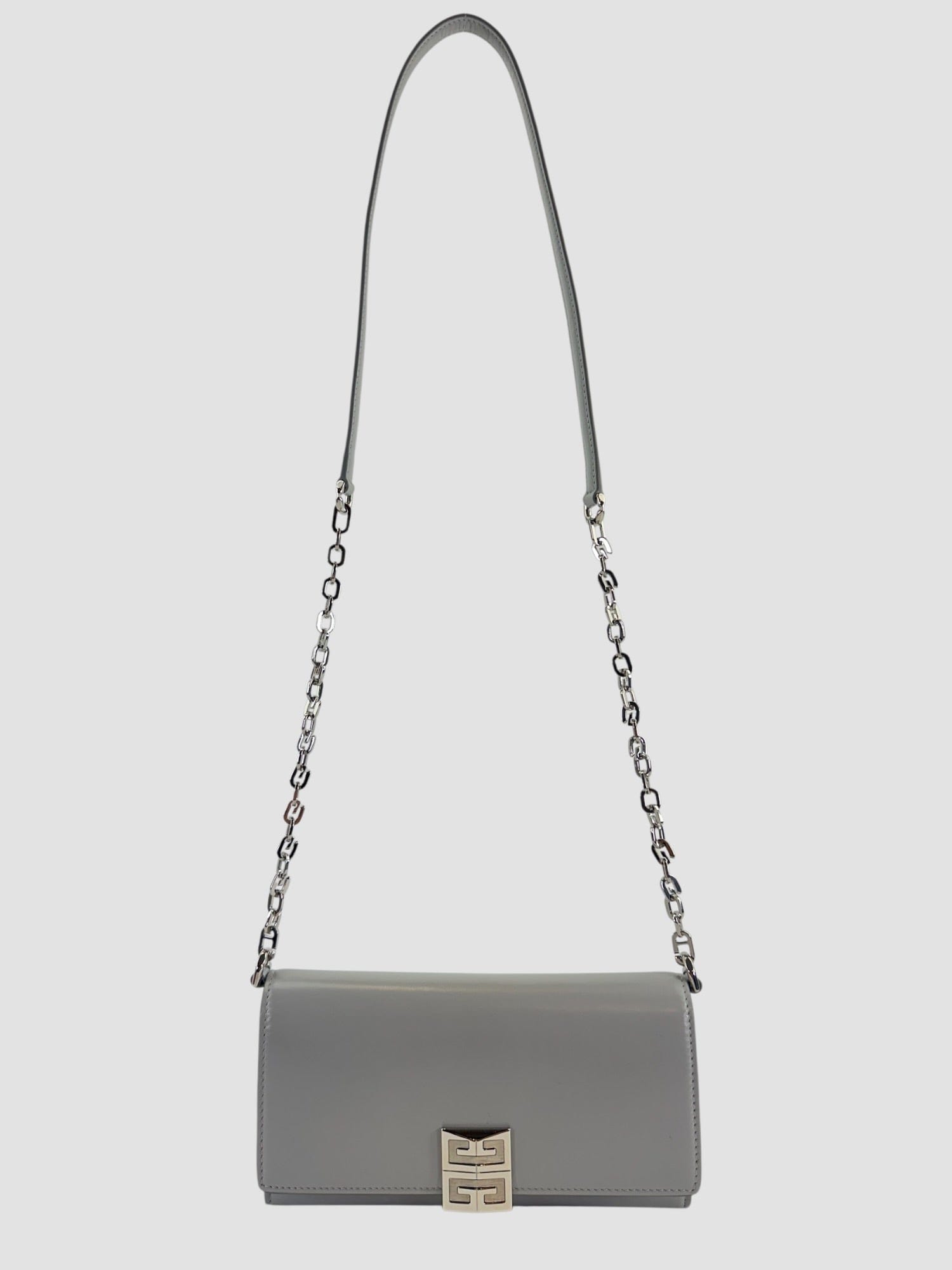 Givenchy Cloud Grey Smooth Leather Wallet on Chain