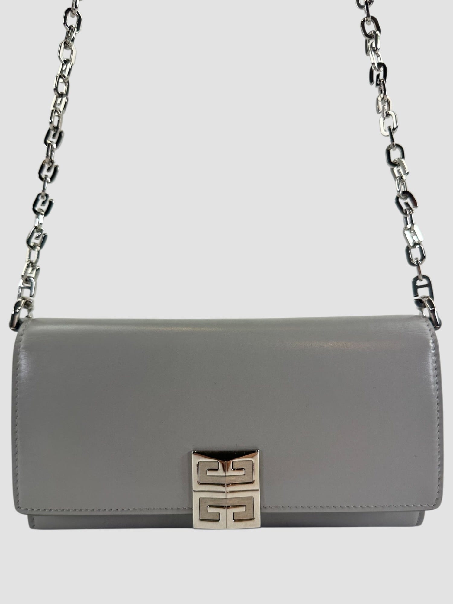 Givenchy Cloud Grey Smooth Leather Wallet on Chain