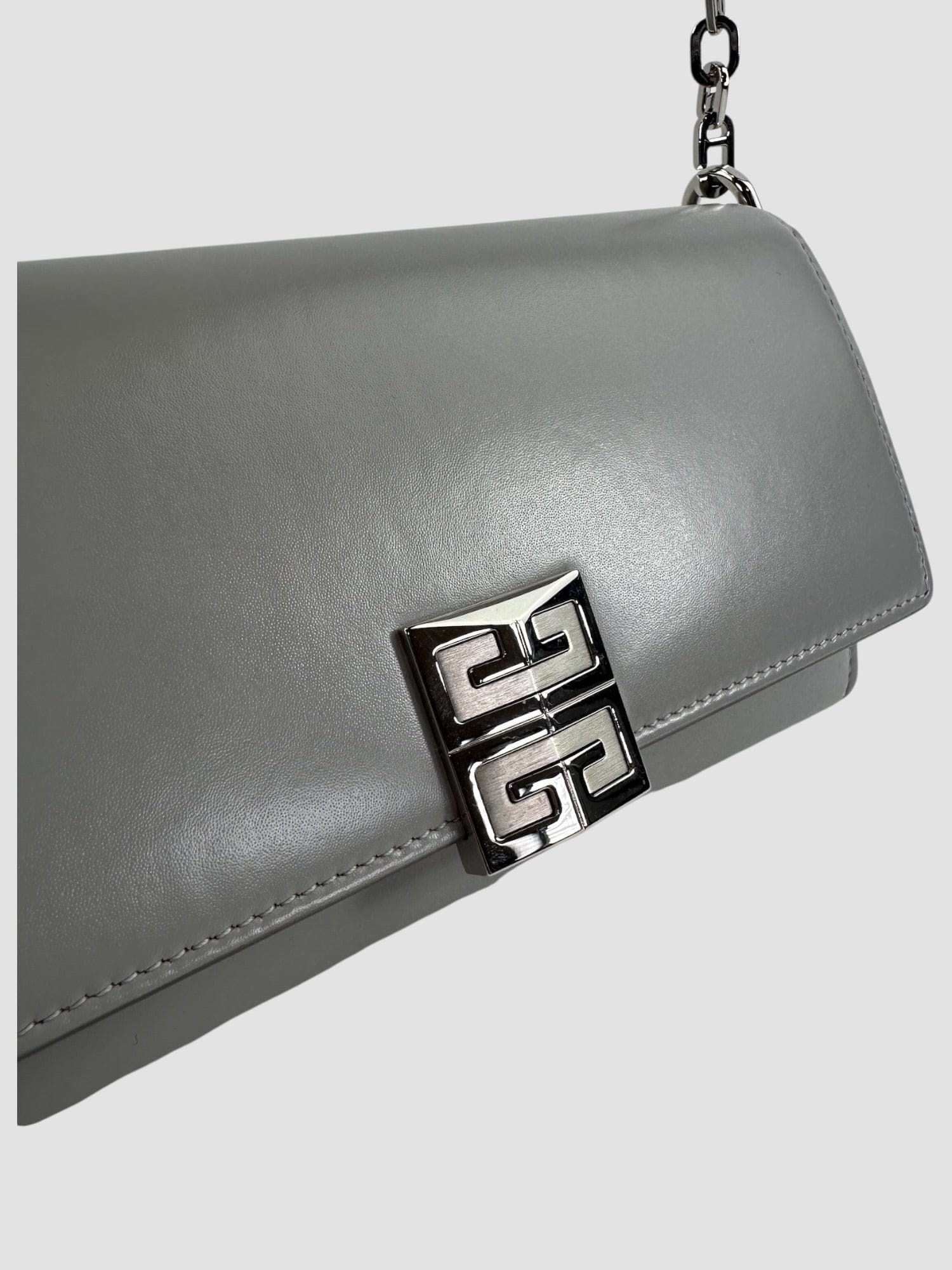 Givenchy Cloud Grey Smooth Leather Wallet on Chain