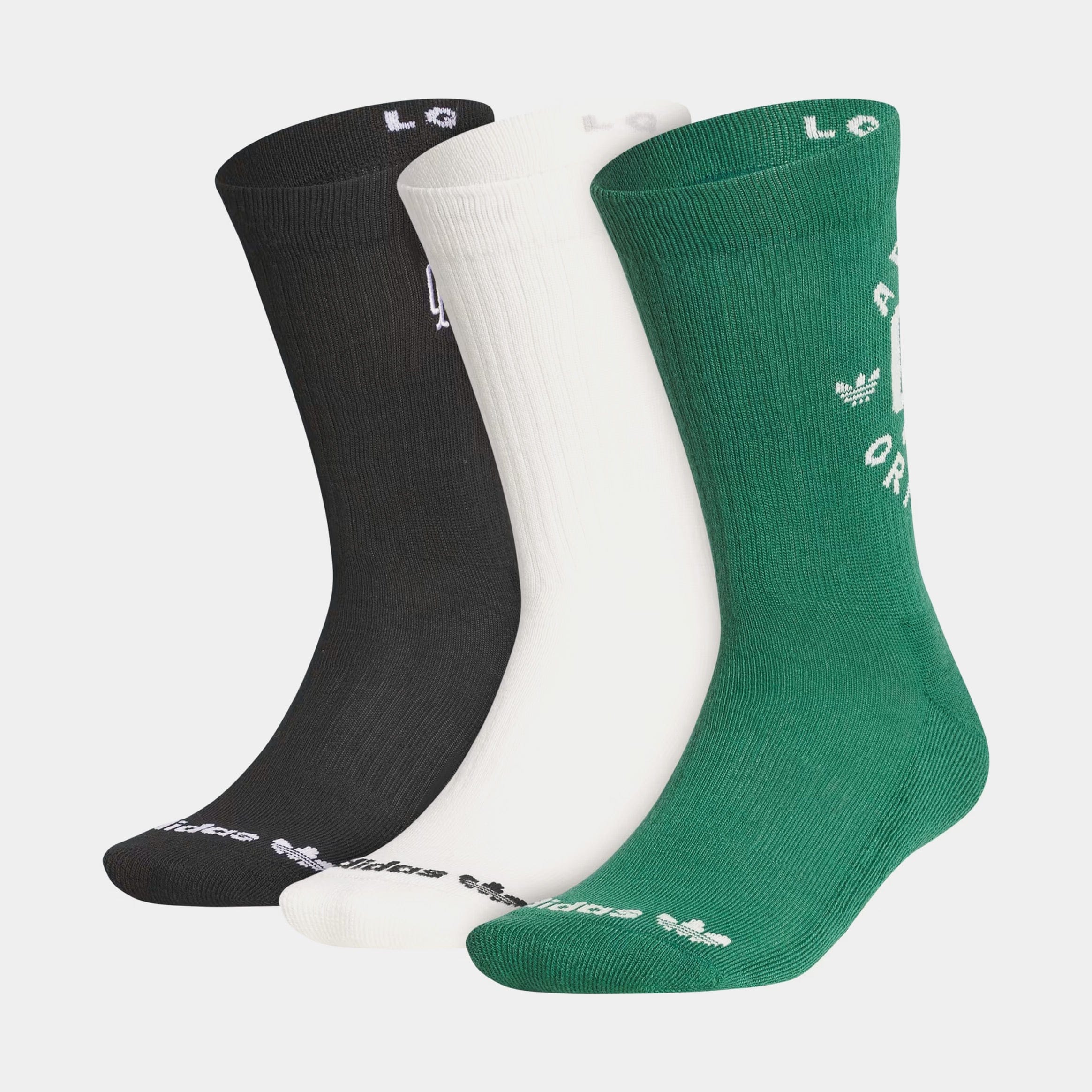 adidas Original Collegiate Crest 3 Pack Crew Mens Socks (Black/Off White/Collegiate Green)