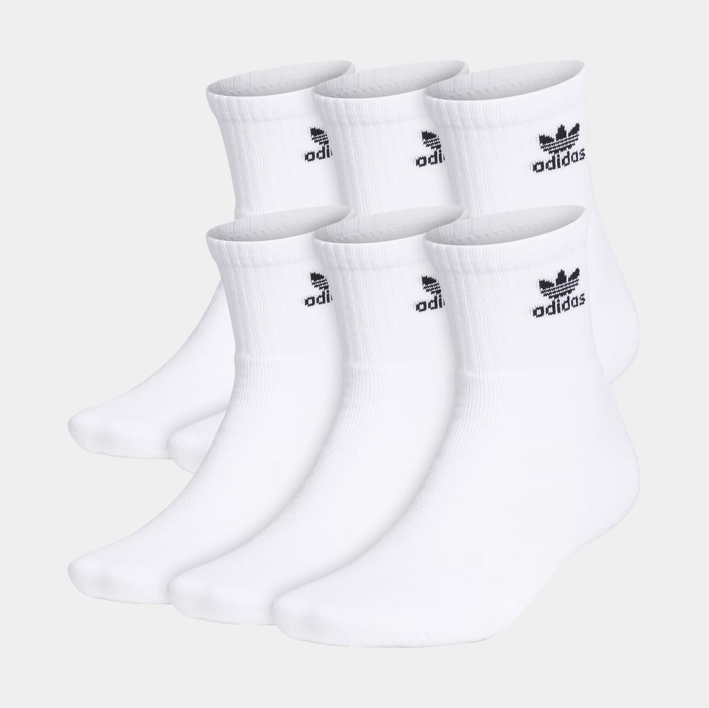 adidas Trefoil 6 Pack Quarter Mens Socks (White)
