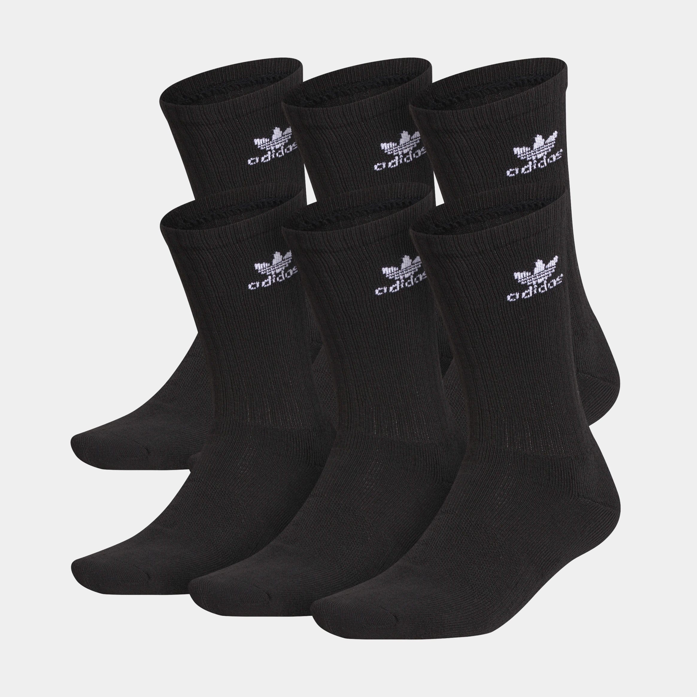 adidas Trefoil 6 pack Crew Mens Socks (Black)