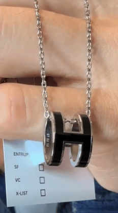Hermes Mini Pop H Necklace Black