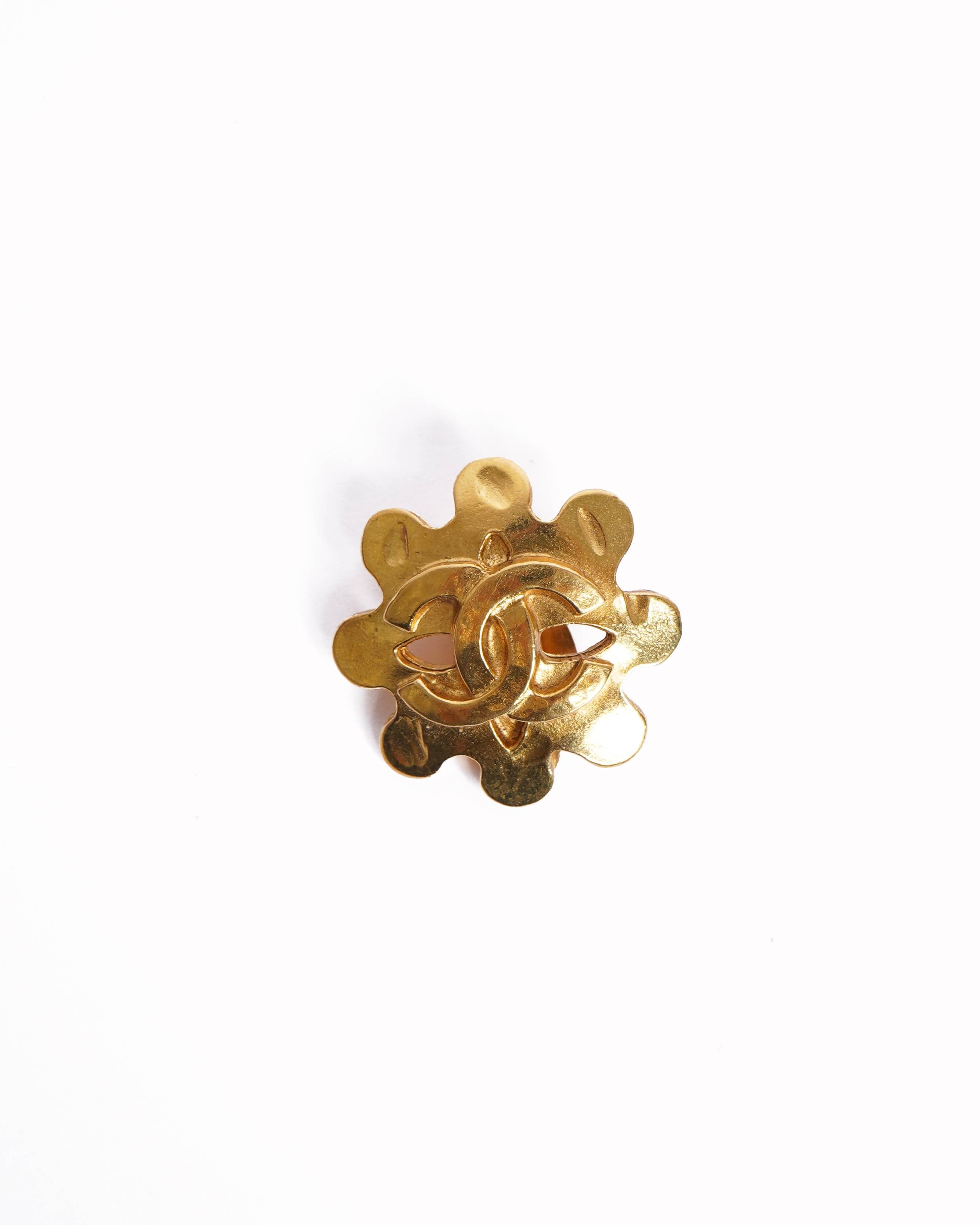 Chanel Vintage Chanel 1991 Gold Plated CC Earring Made In France