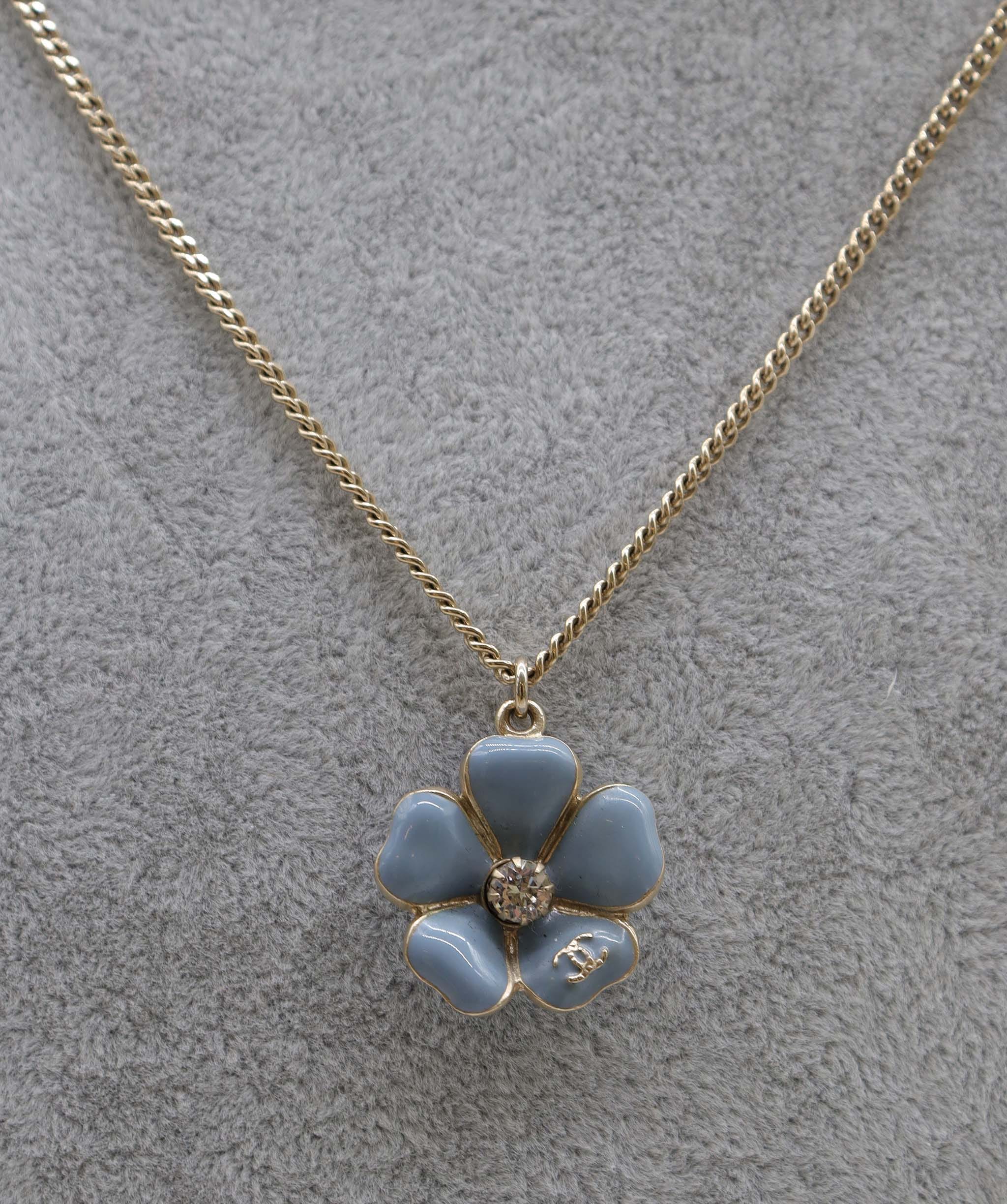 CHANEL VINTAGE NECKLACE RHINESTONE FLOWER ACCESSORY A14P DXBS2249