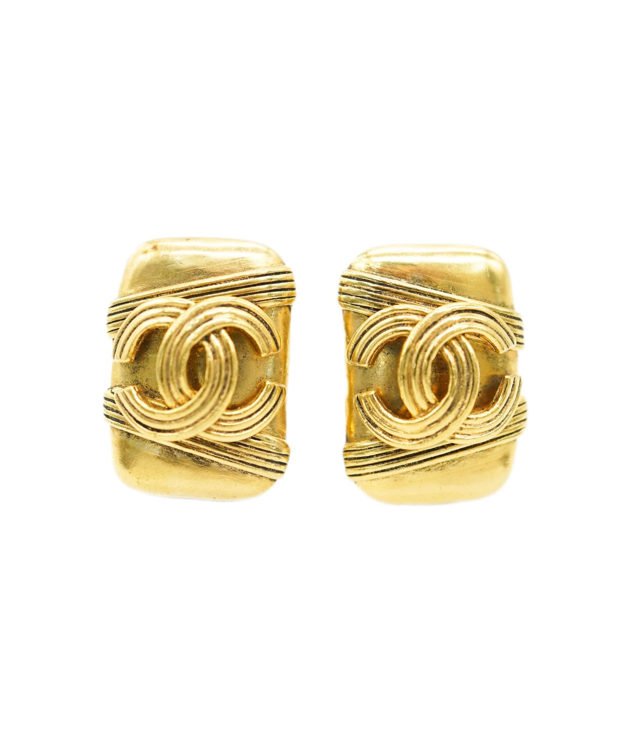 CHANEL EARRINGS SQUARE GOLD ACCESSORY 90271776 DBXS3625