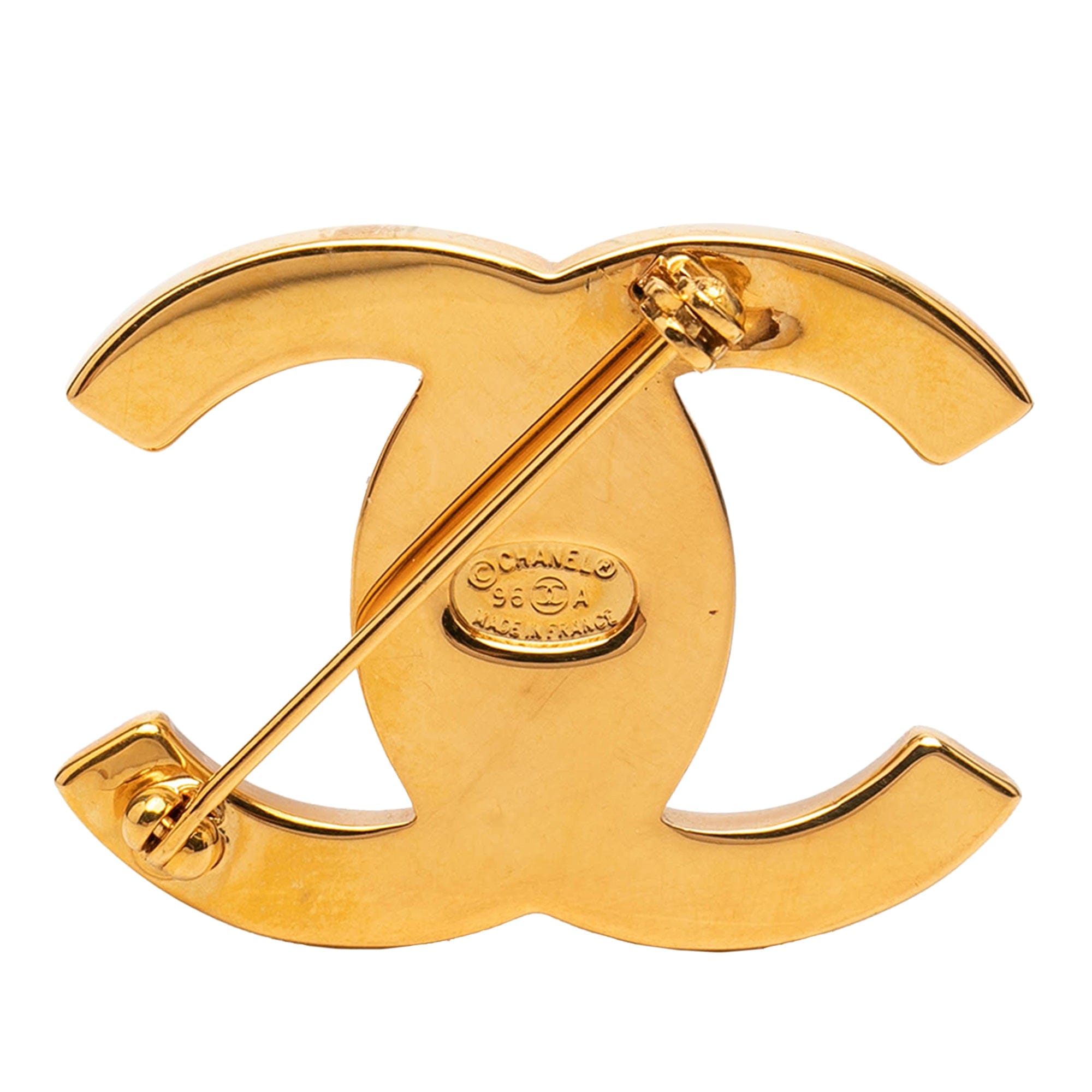 Chanel Gold Plated CC Turn - Lock Brooch