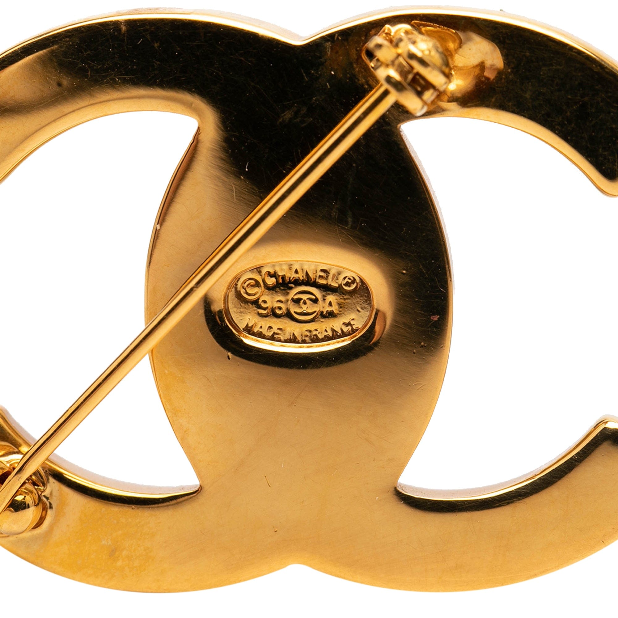 Chanel Gold Plated CC Turn - Lock Brooch