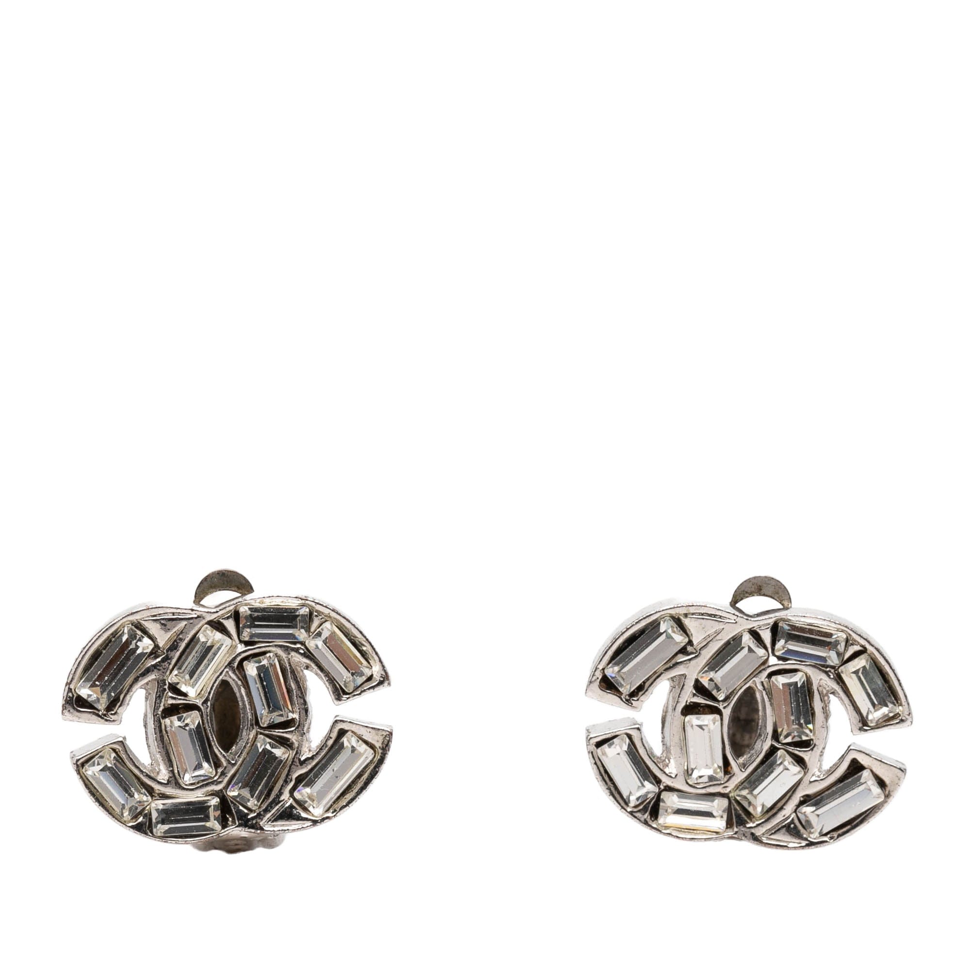 Chanel CC Brass and Strass Clip On Earrings