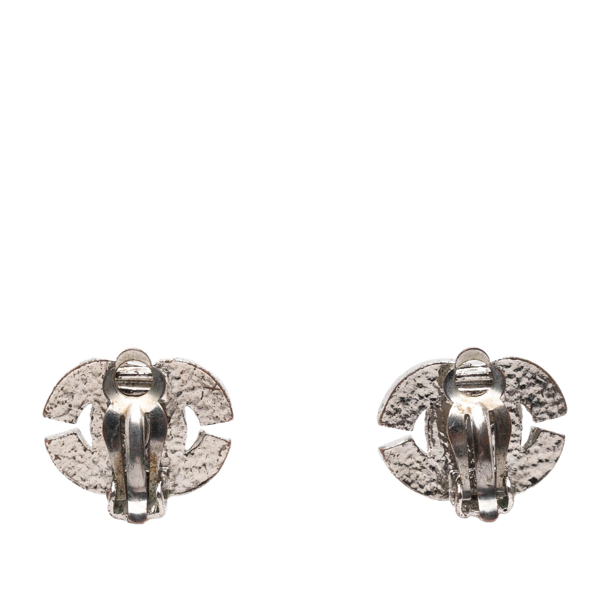 Chanel CC Brass and Strass Clip On Earrings