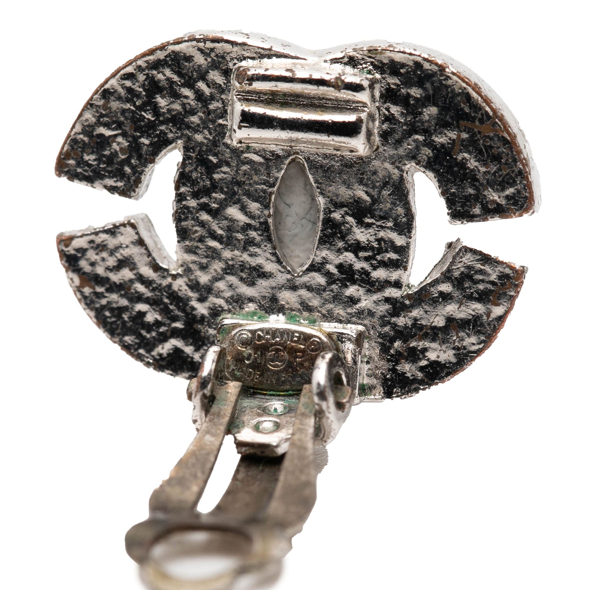 Chanel CC Brass and Strass Clip On Earrings