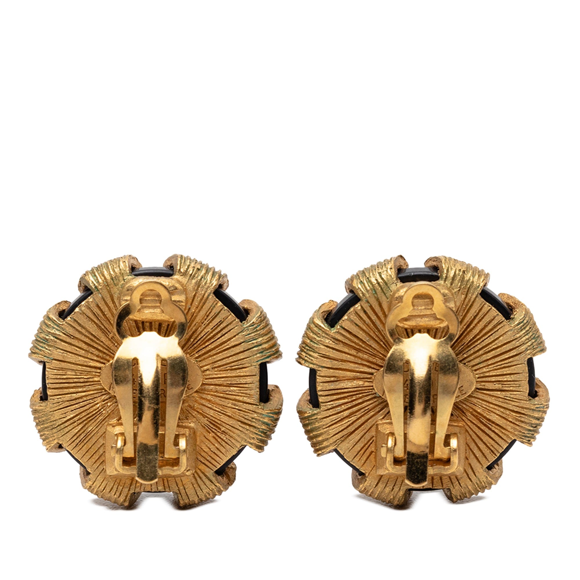 Chanel CC Gold Plated and Resin Round Clip On Earrings