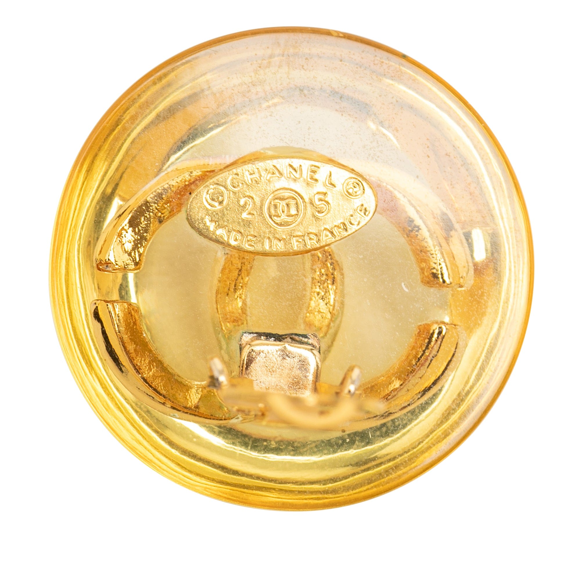 Chanel CC Resin and Gold Plated Clip On Earrings