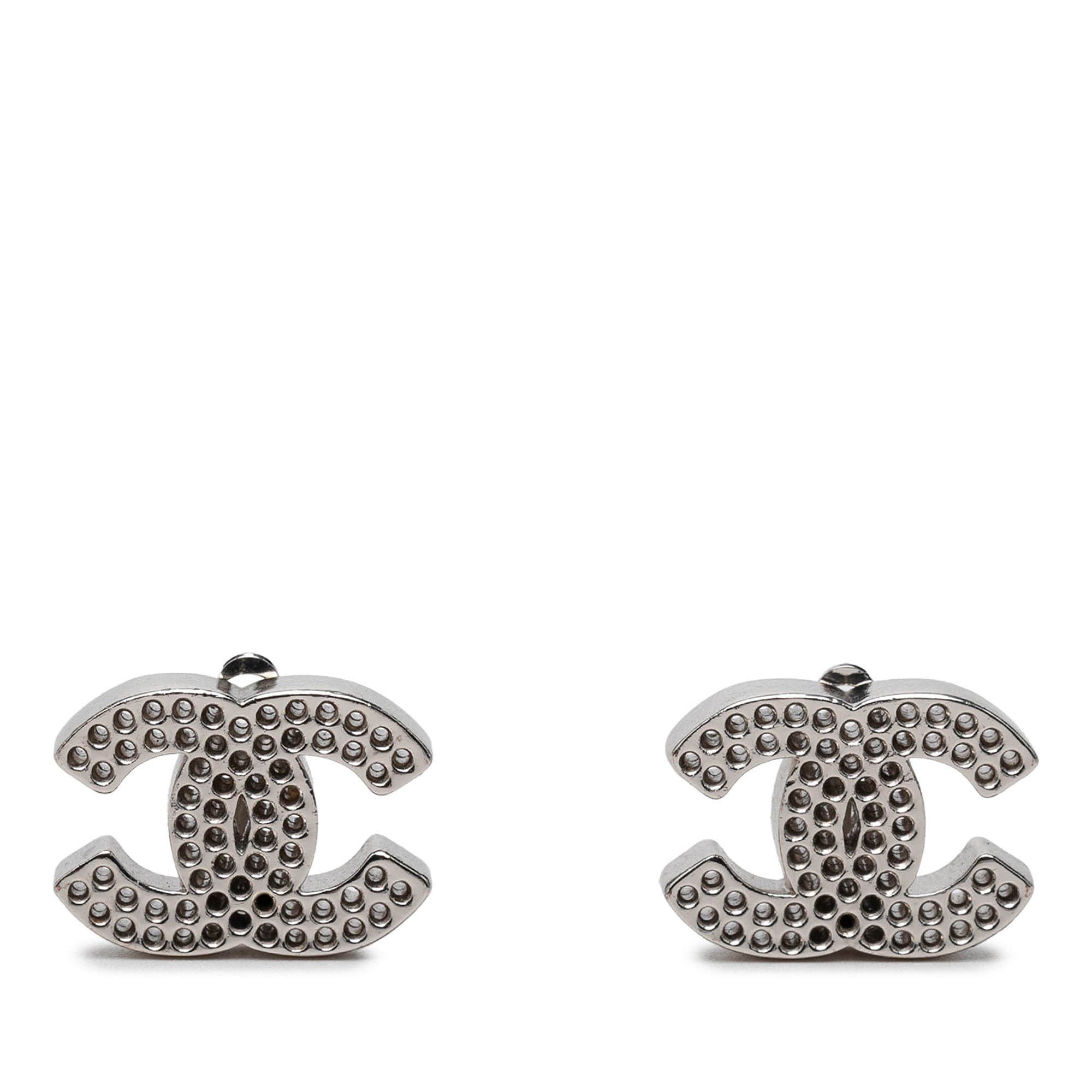 Chanel CC Brass Perforated Clip On Earrings