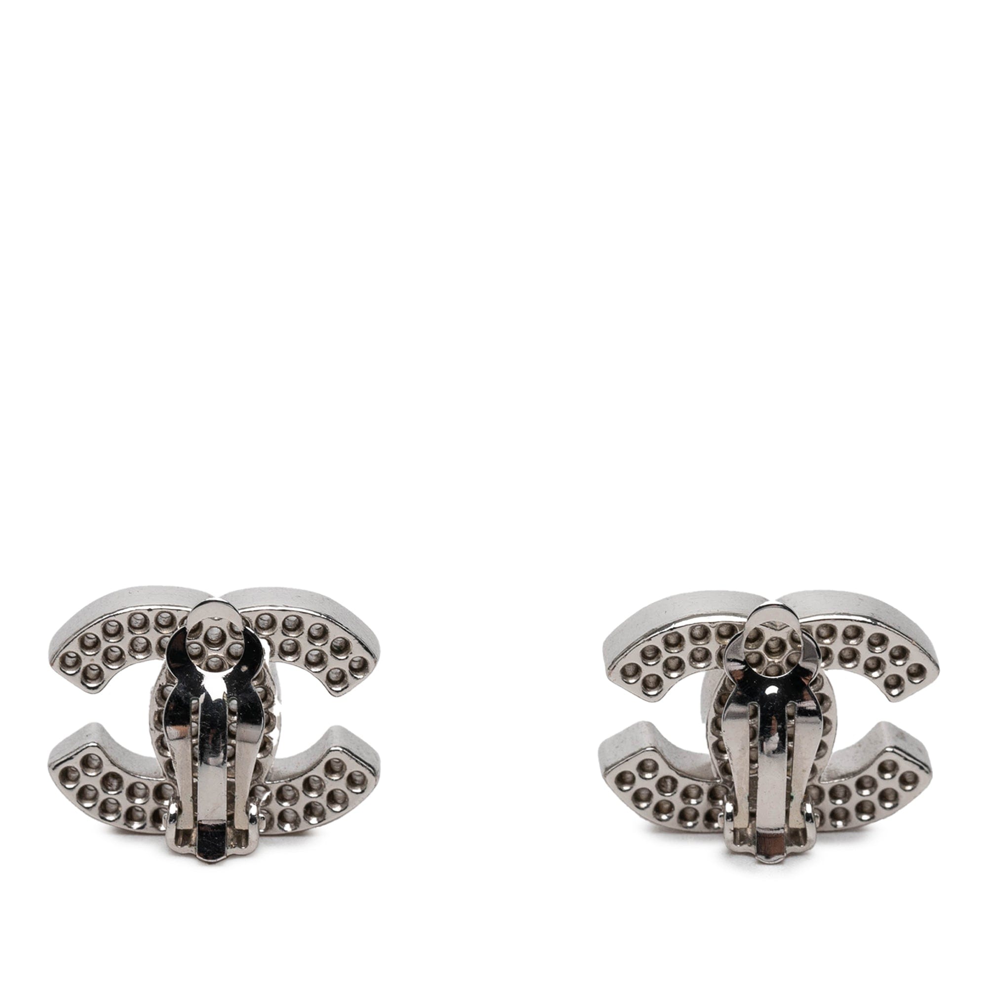 Chanel CC Brass Perforated Clip On Earrings