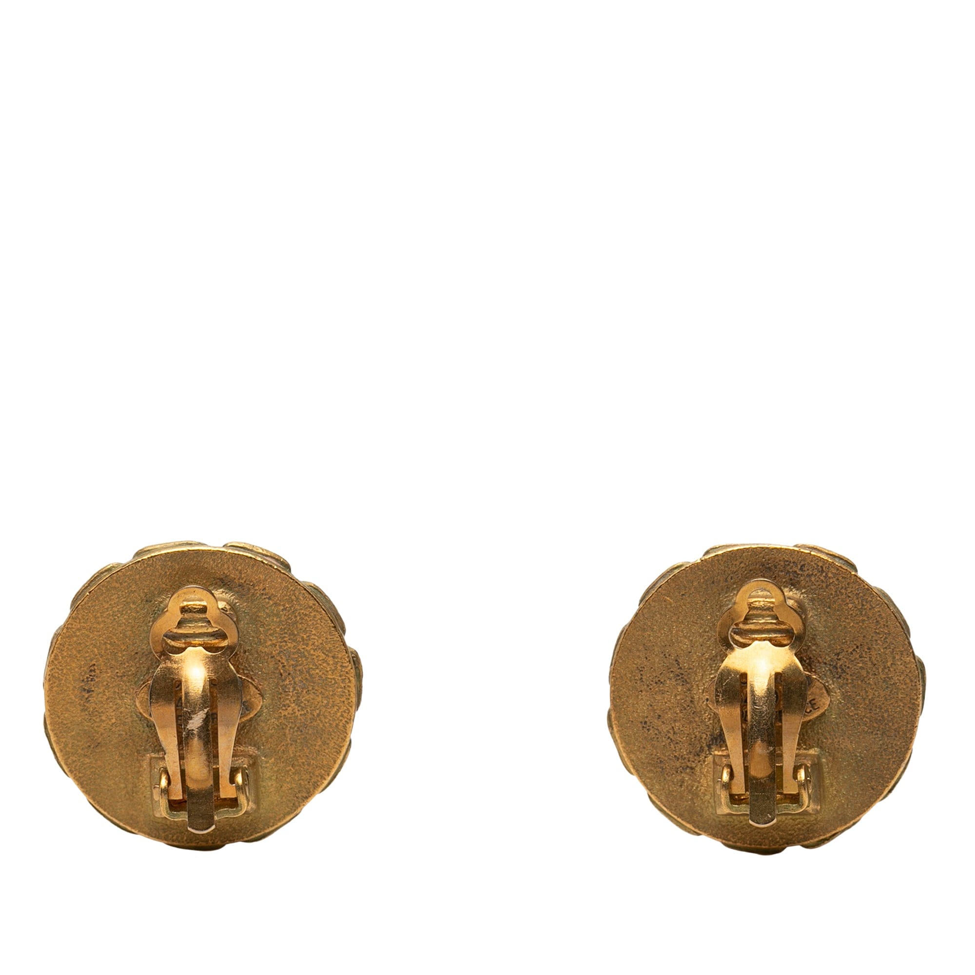 Chanel CC Gold Plated Enamel Clip On Earrings