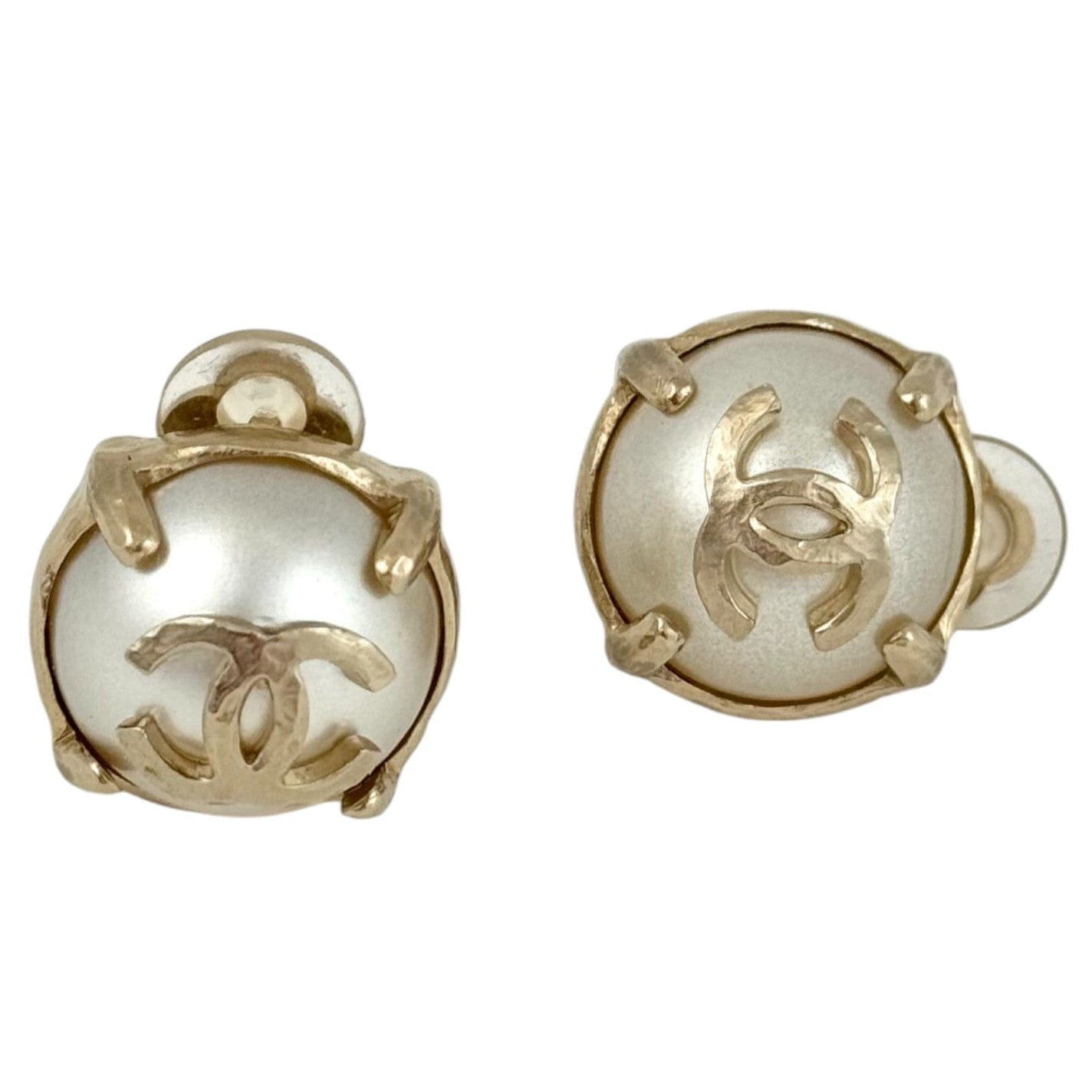 Chanel CC Pearl Clip - On Earrings 13S
