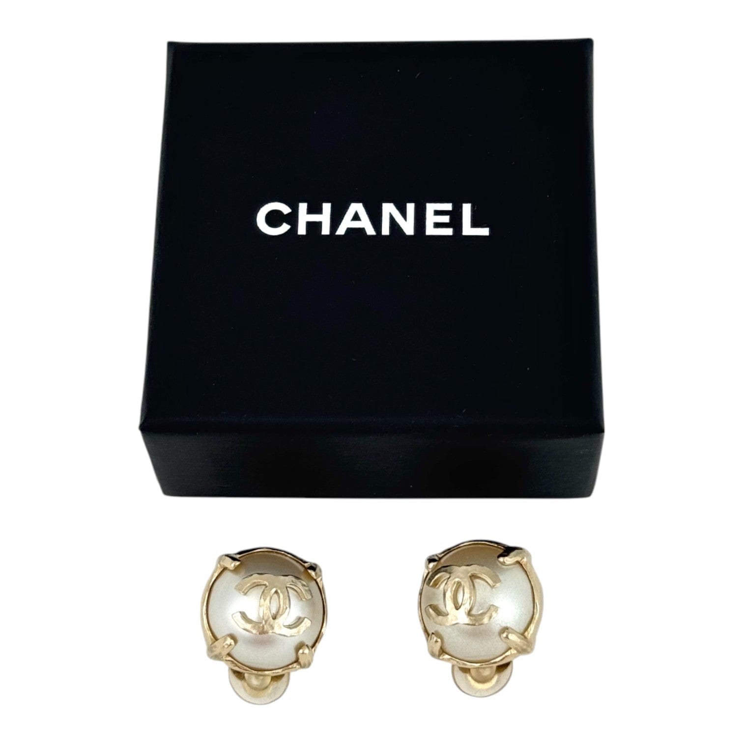 Chanel CC Pearl Clip - On Earrings 13S