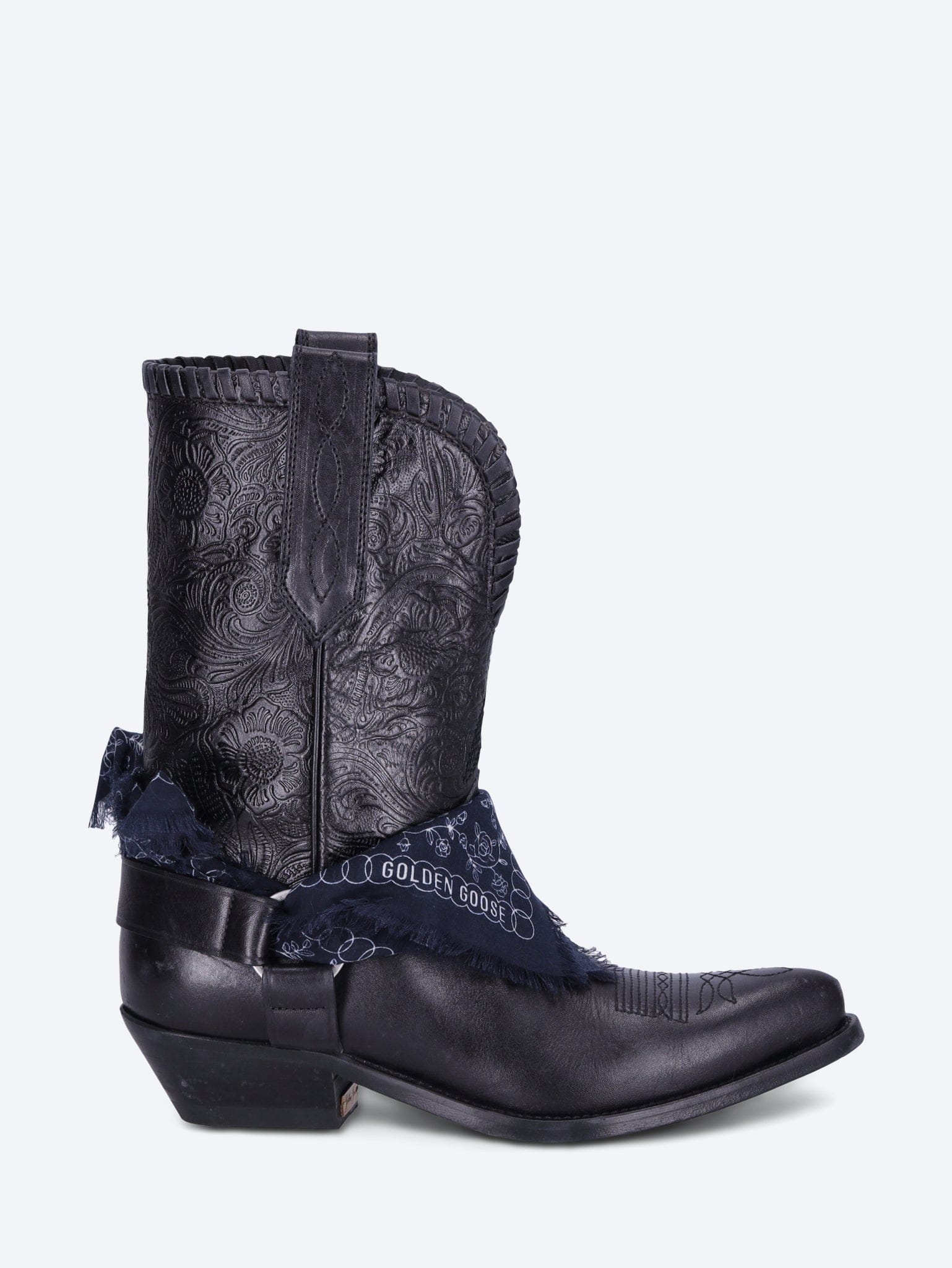Golden Goose Wish star low with threads and straps embossed leather boots