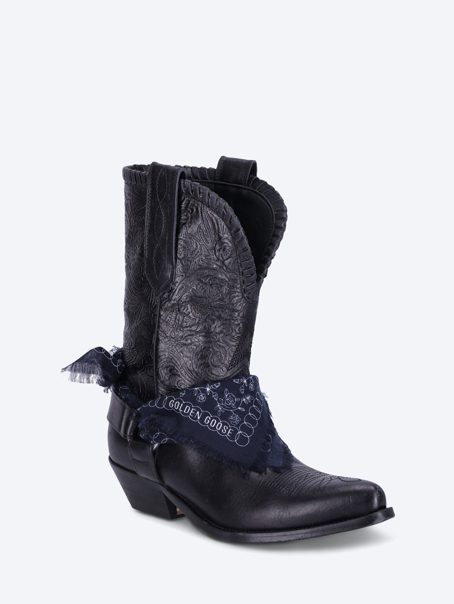 Golden Goose Wish star low with threads and straps embossed leather boots
