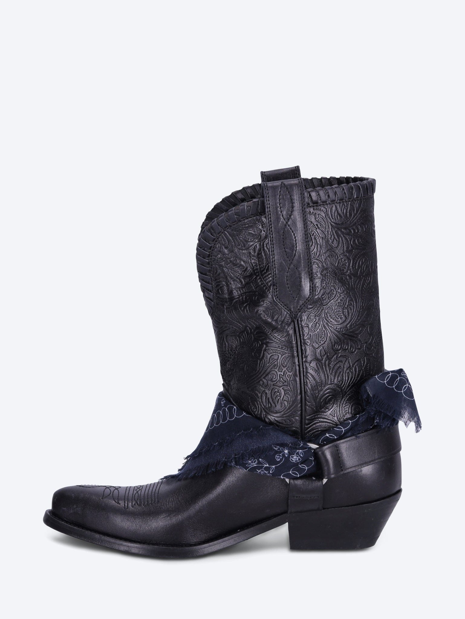 Golden Goose Wish star low with threads and straps embossed leather boots