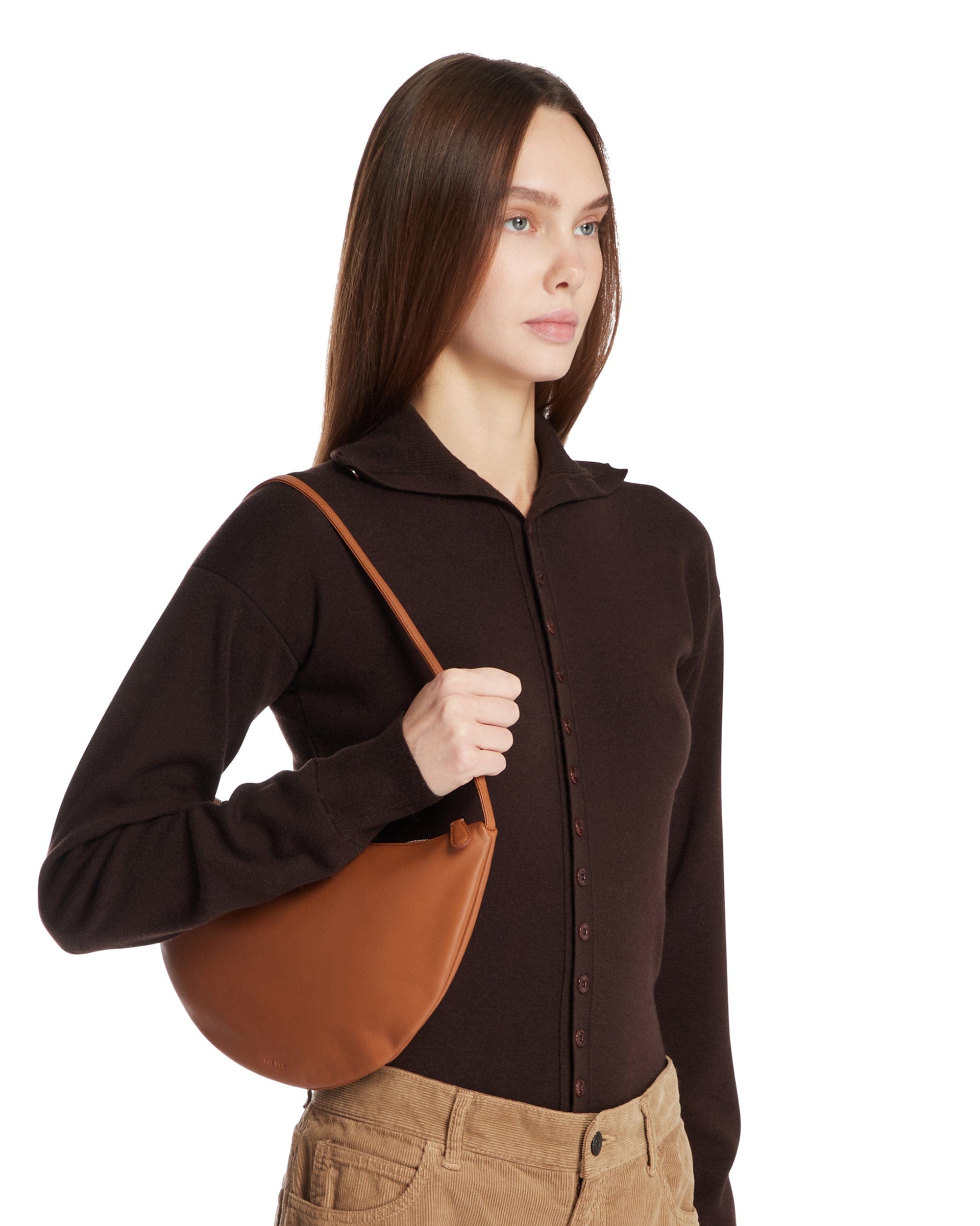 THE ROW Borsa A Tracolla In Pelle Marrone