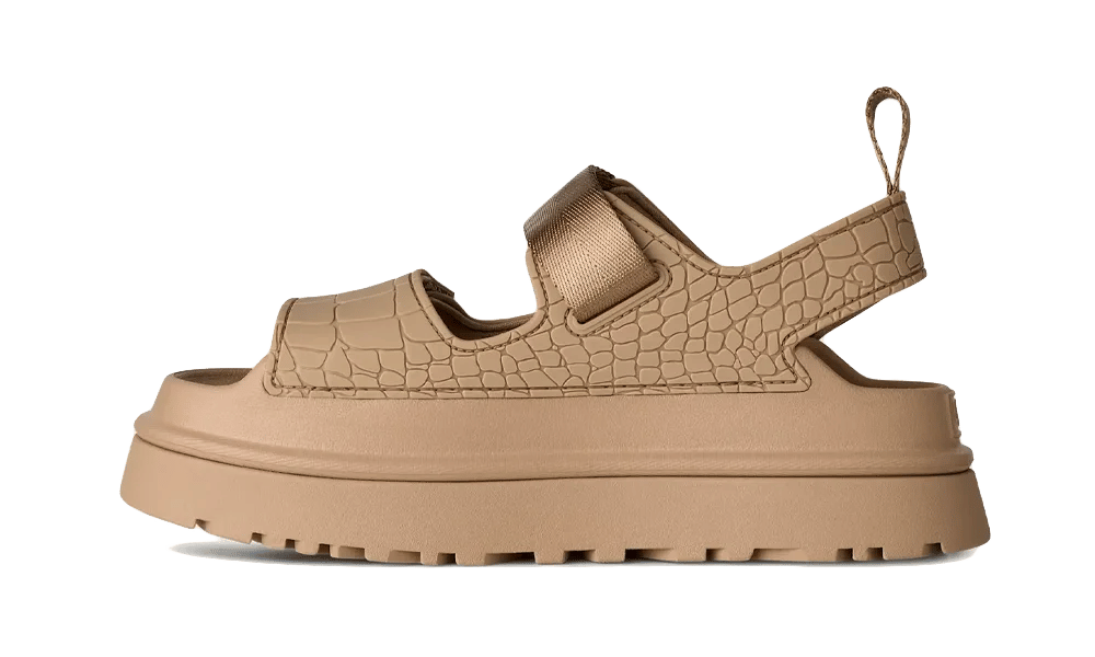 UGG GoldenGlow Embossed Sandal Mustard Seed