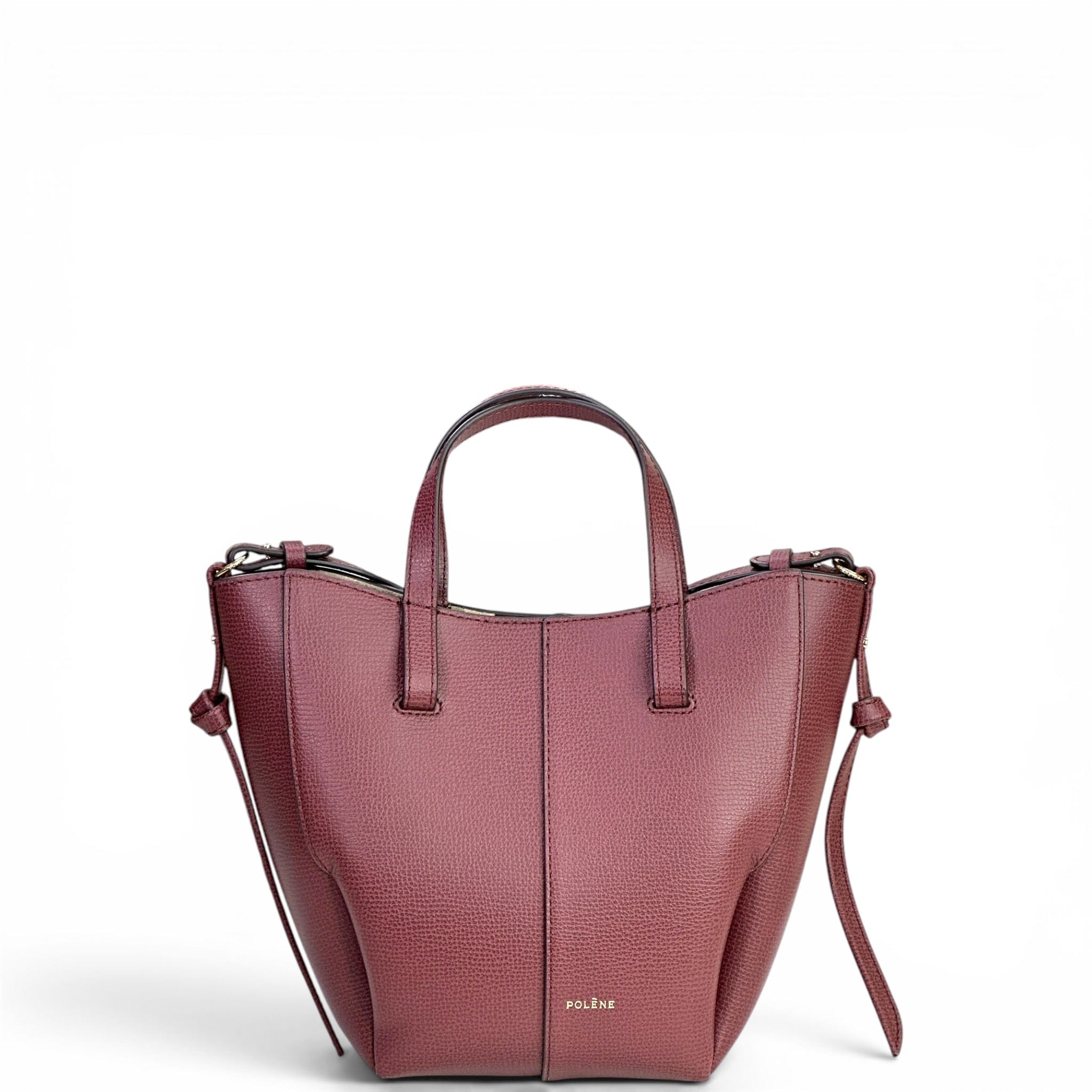 Polene Cyme Tote Nano Black Cherry Texured Leather