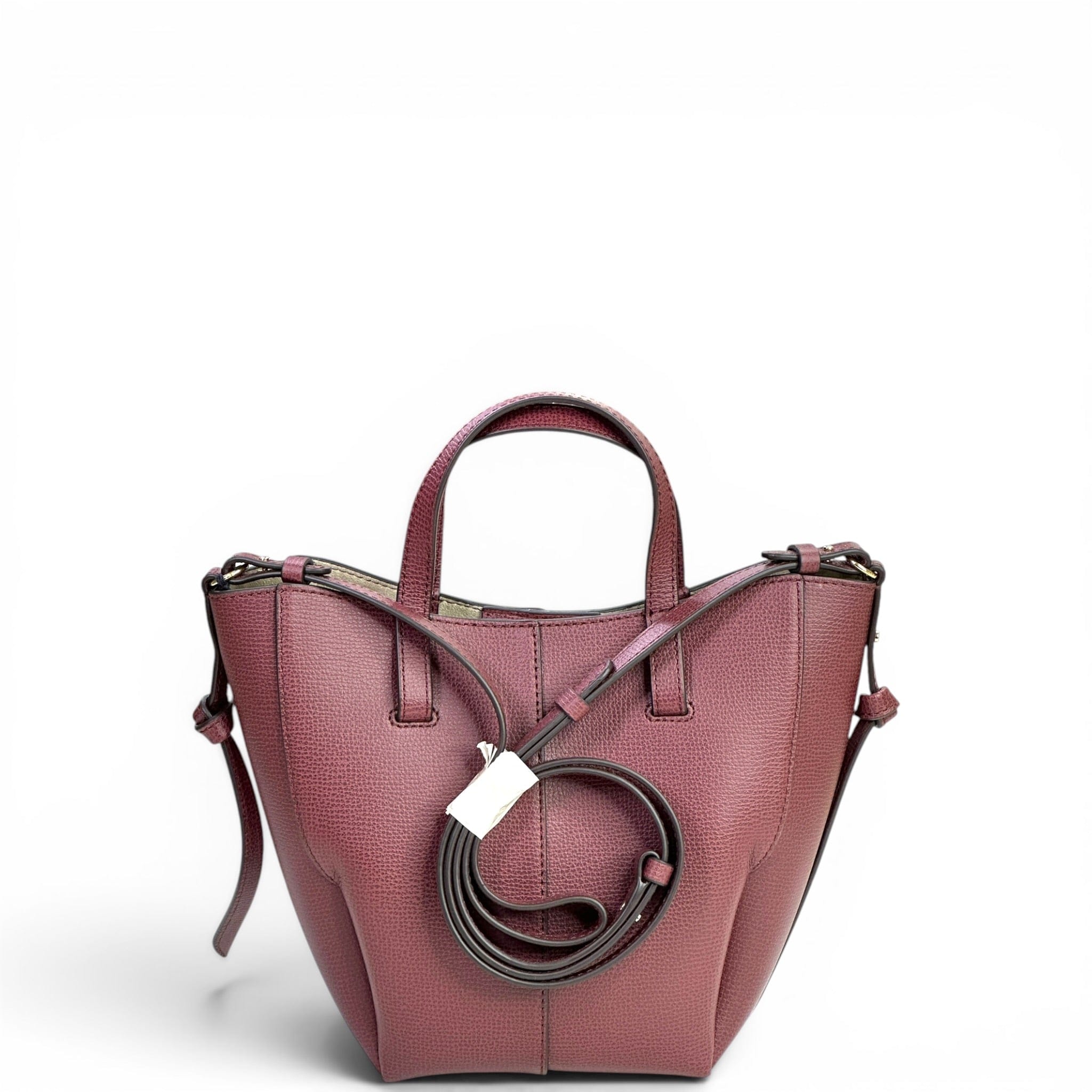 Polene Cyme Tote Nano Black Cherry Texured Leather