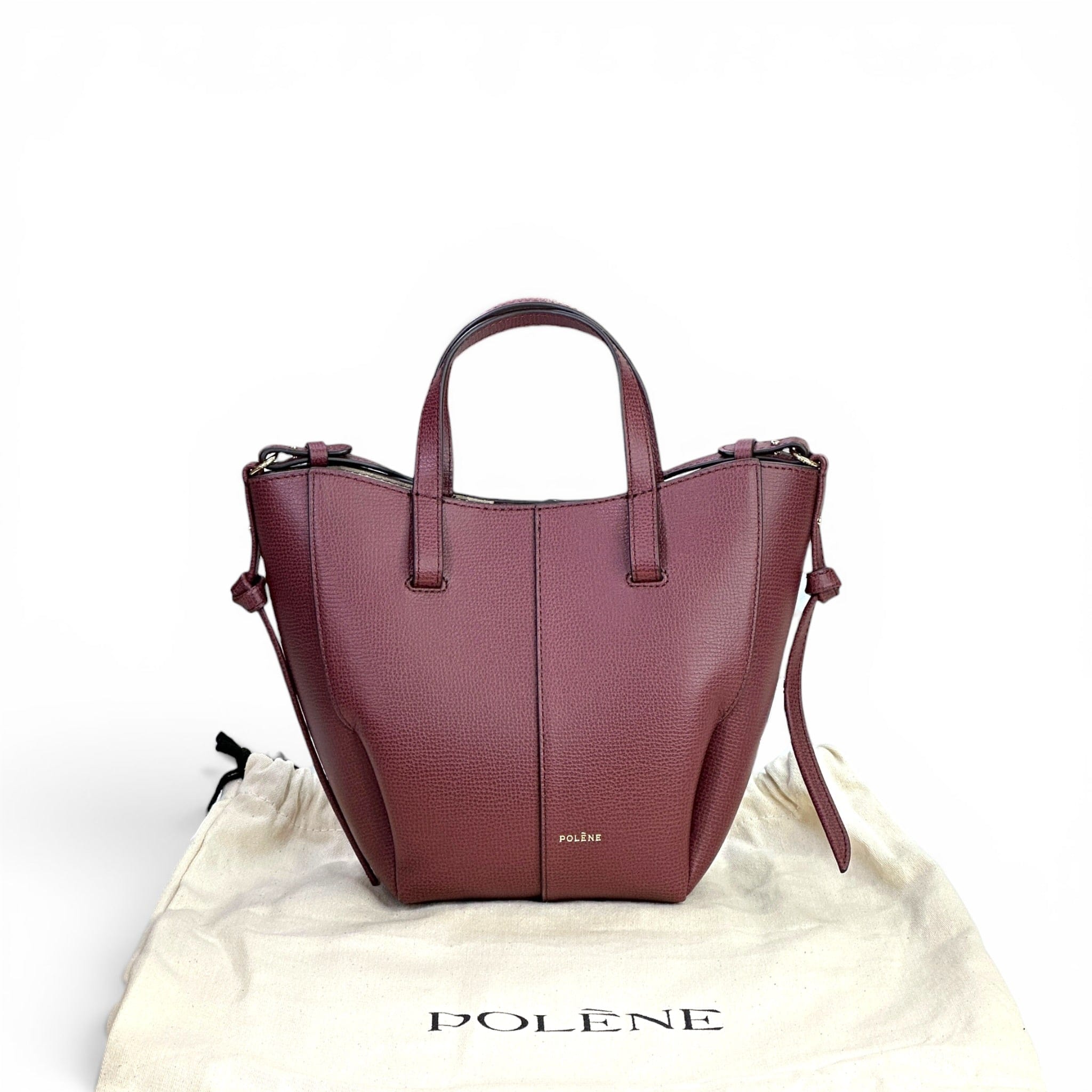 Polene Cyme Tote Nano Black Cherry Textured Leather