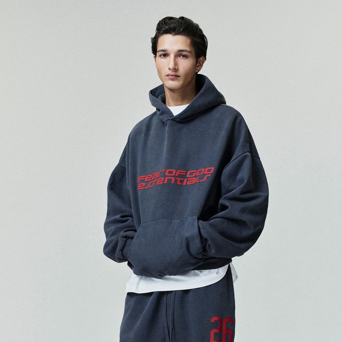 Fear of God Essentials HEAVY FLEECE 90S HOODIE - IRON GREY