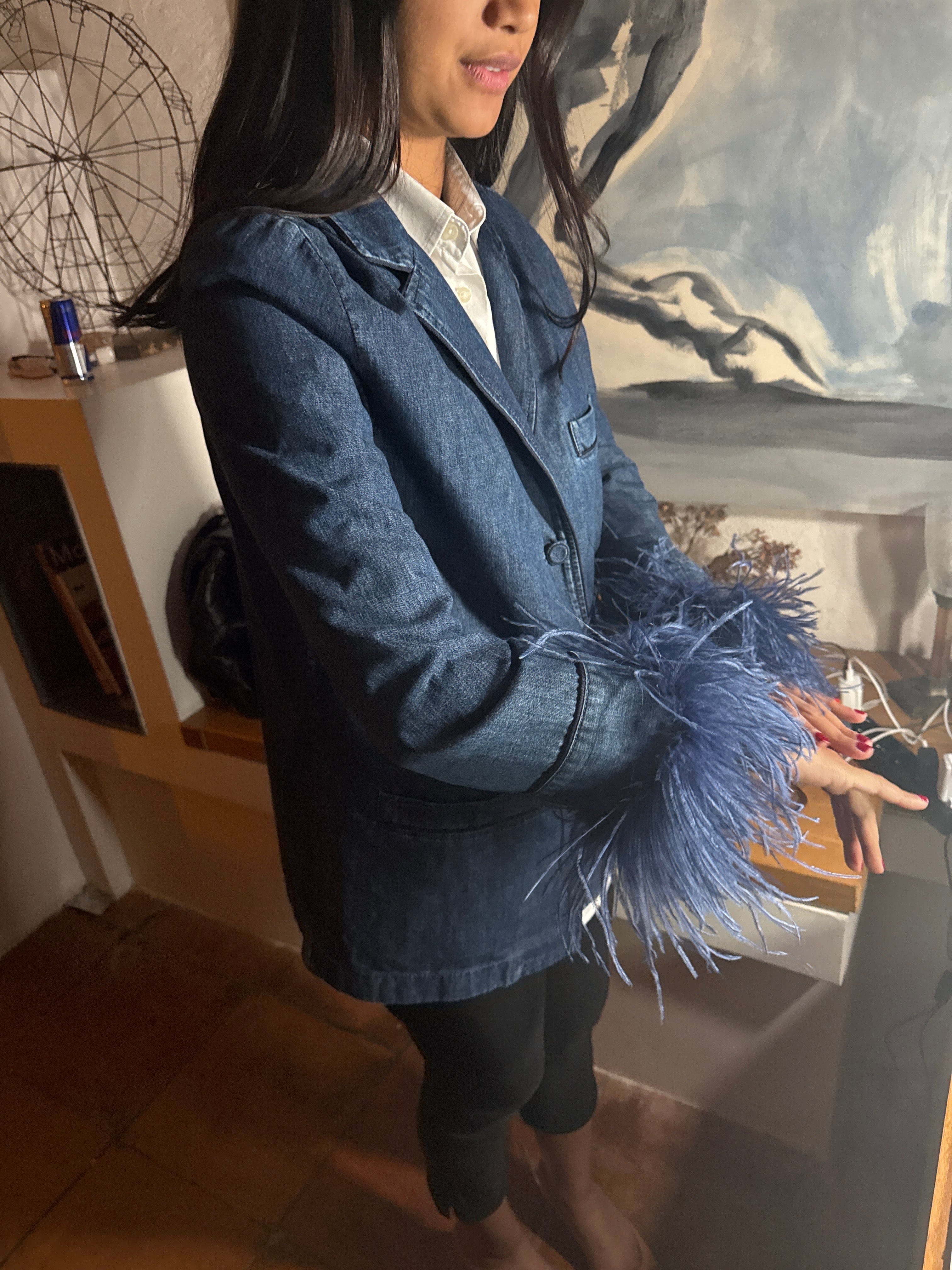 Valentino ensemble bleu plumes ALC2900