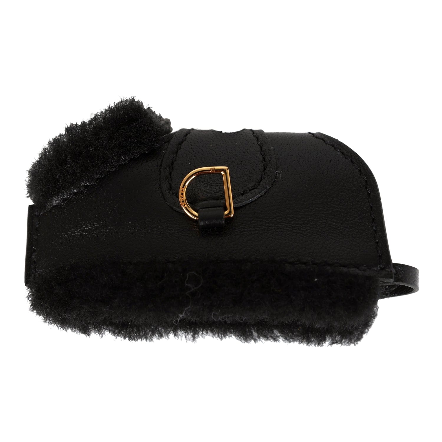 Hermes Rodeo Robeo Plush Charm PM Black Milo Lambskin and Wool Gold Hardware