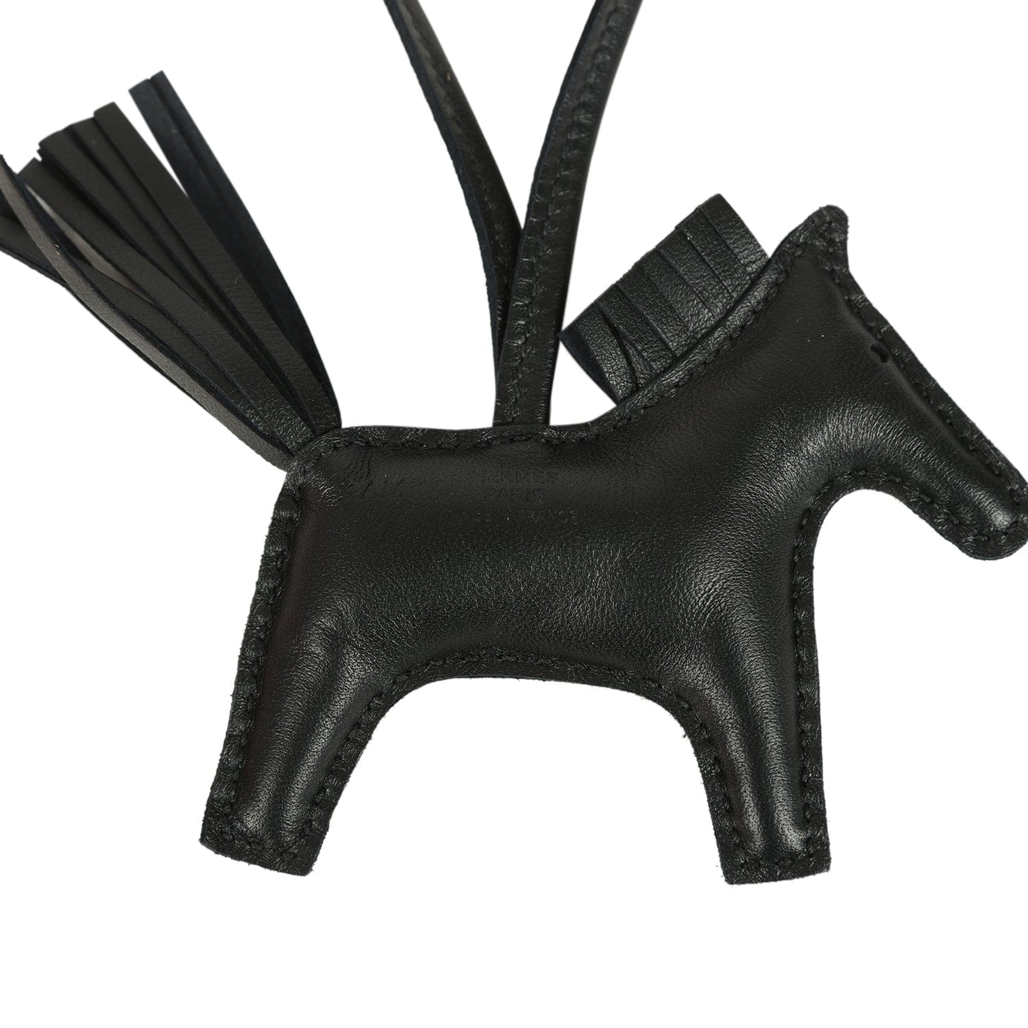 Hermes Rodeo Robeo Plush Charm PM Black Milo Lambskin and Wool Palladium Hardware