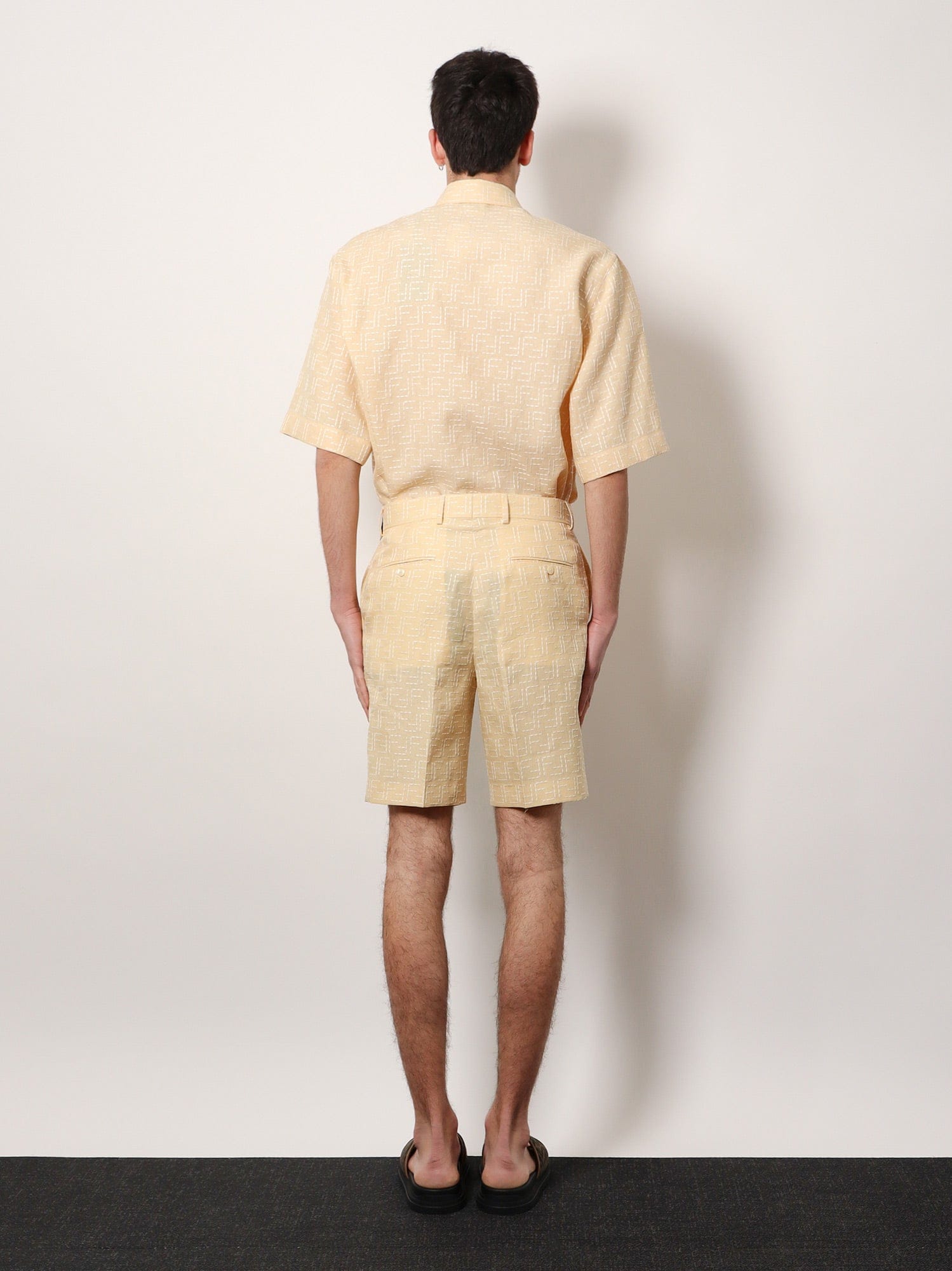Fendi Jacquard linen and cotton bermuda shorts with all - over FF motif