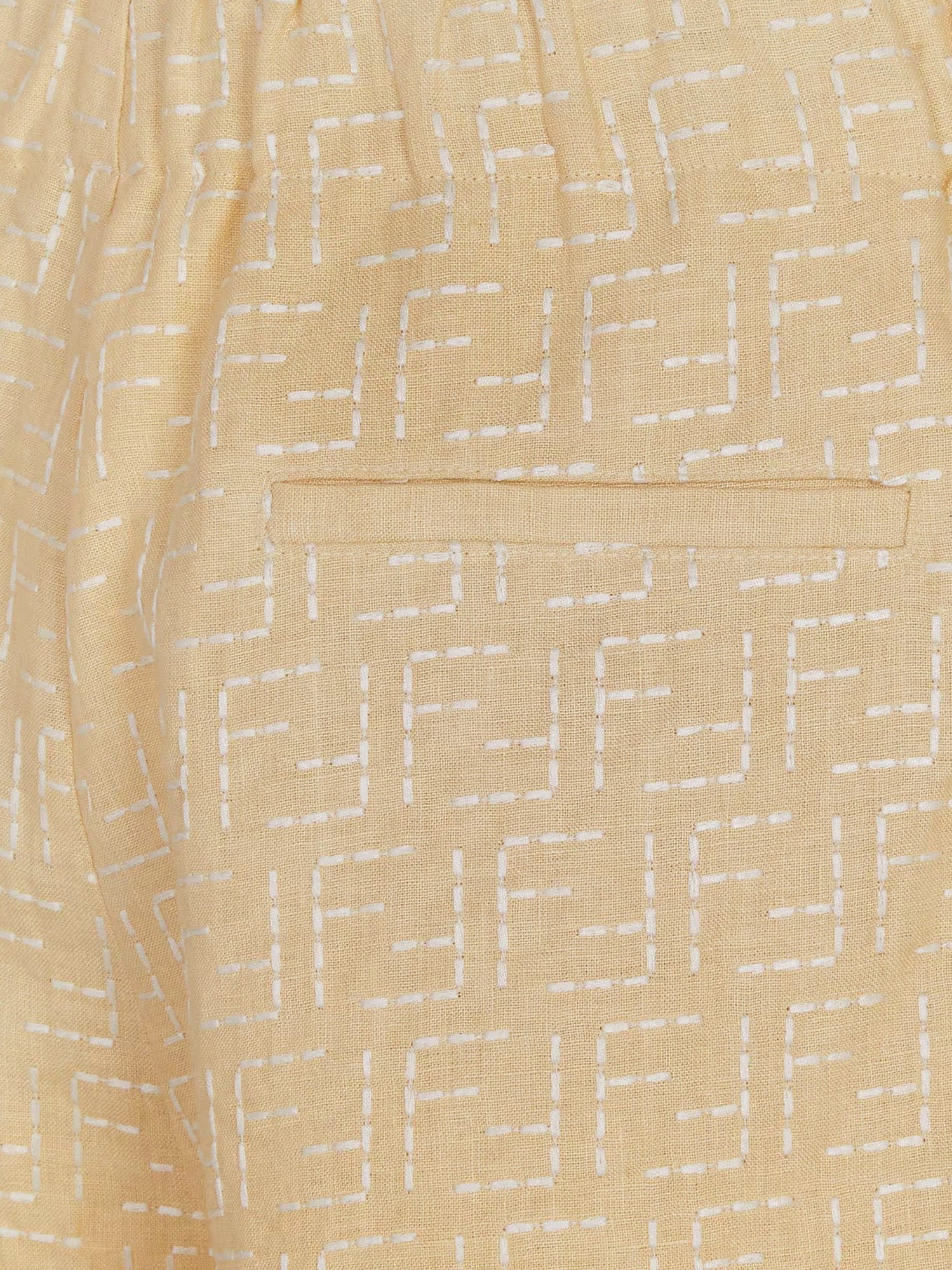 Fendi Jacquard linen and cotton bermuda shorts with all - over FF motif